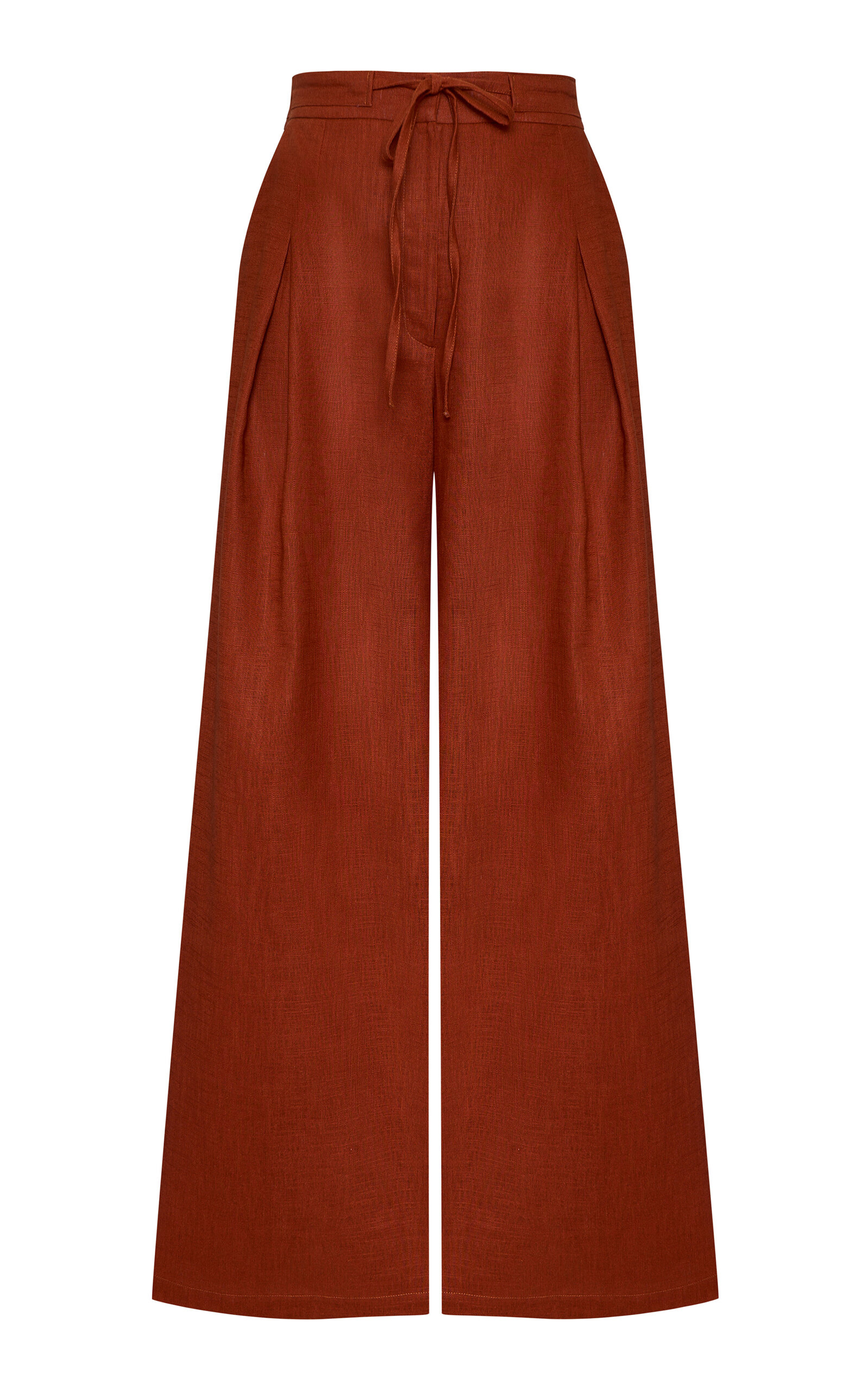 Andres Otalora Mi Diario Wide-Leg Linen Pants - Bronze