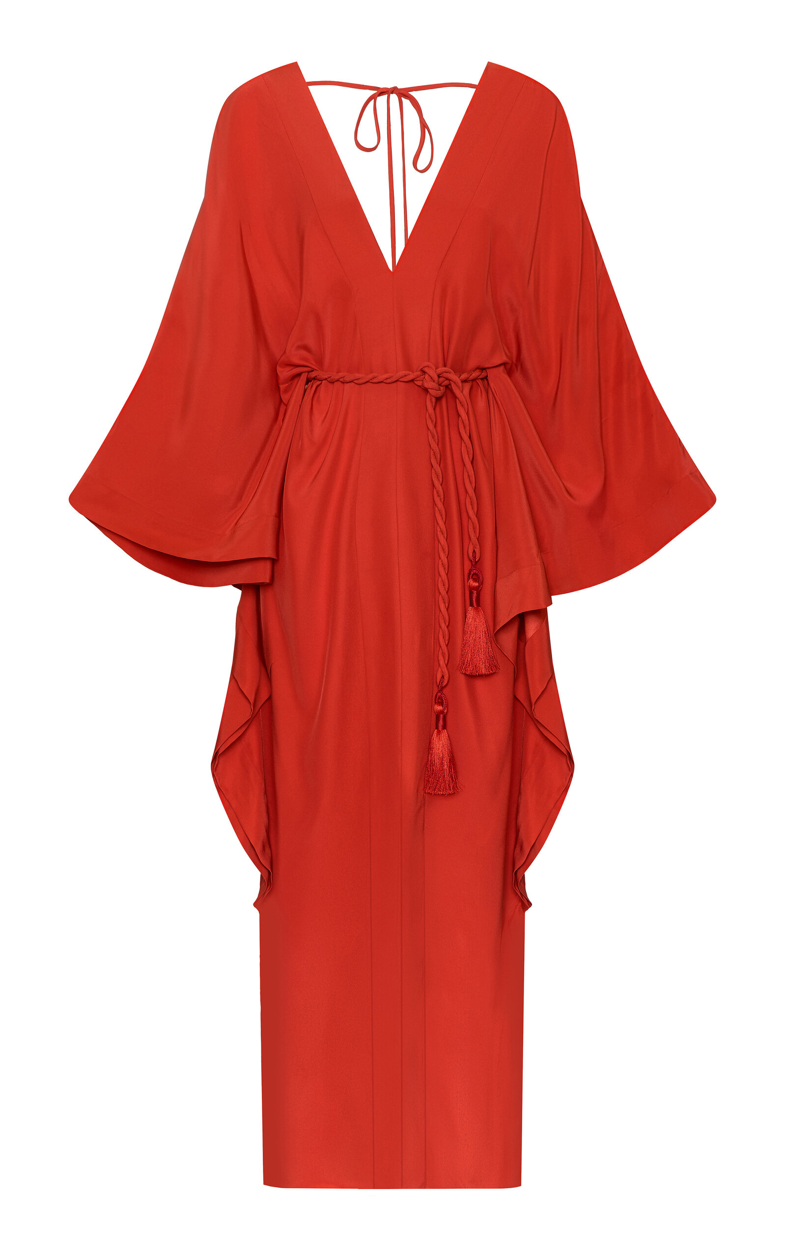 Andres Otalora Un Deseo Belted Silk Caftan In Red