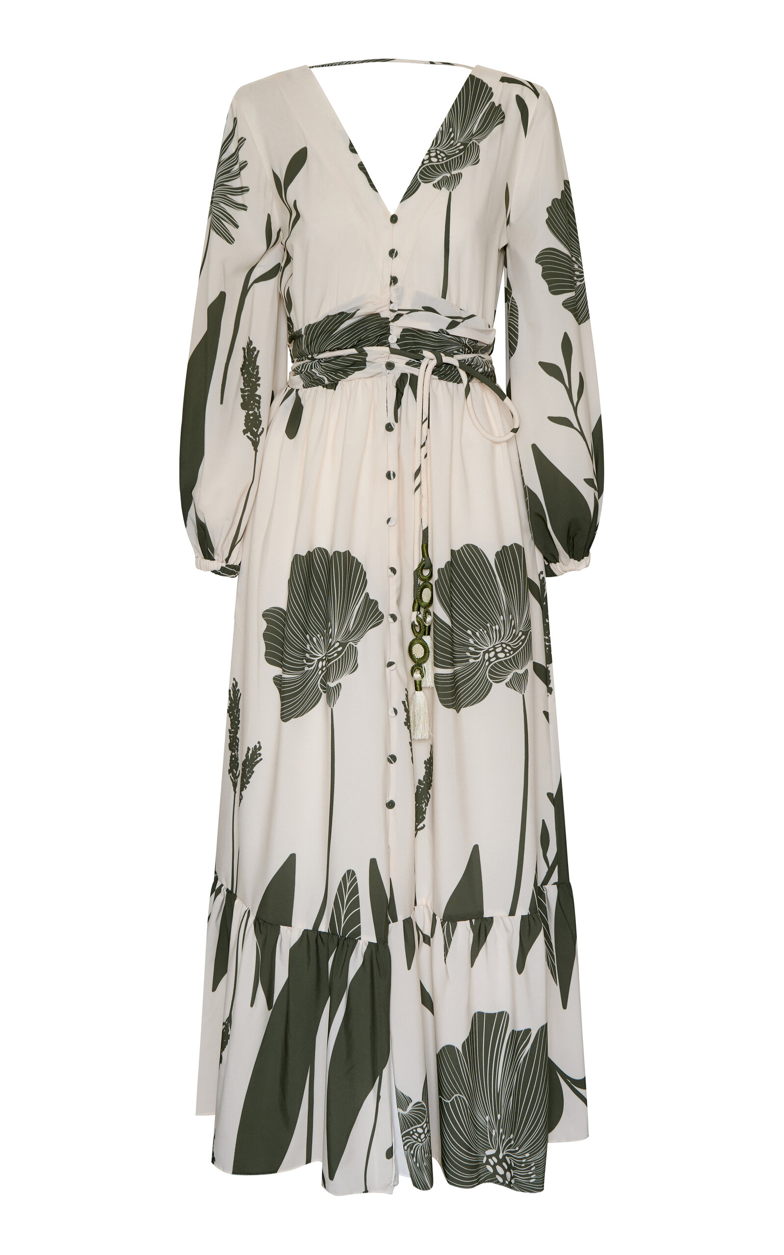 Andres Otalora Encanto Del Sur Belted Floral Maxi Dress In Multi