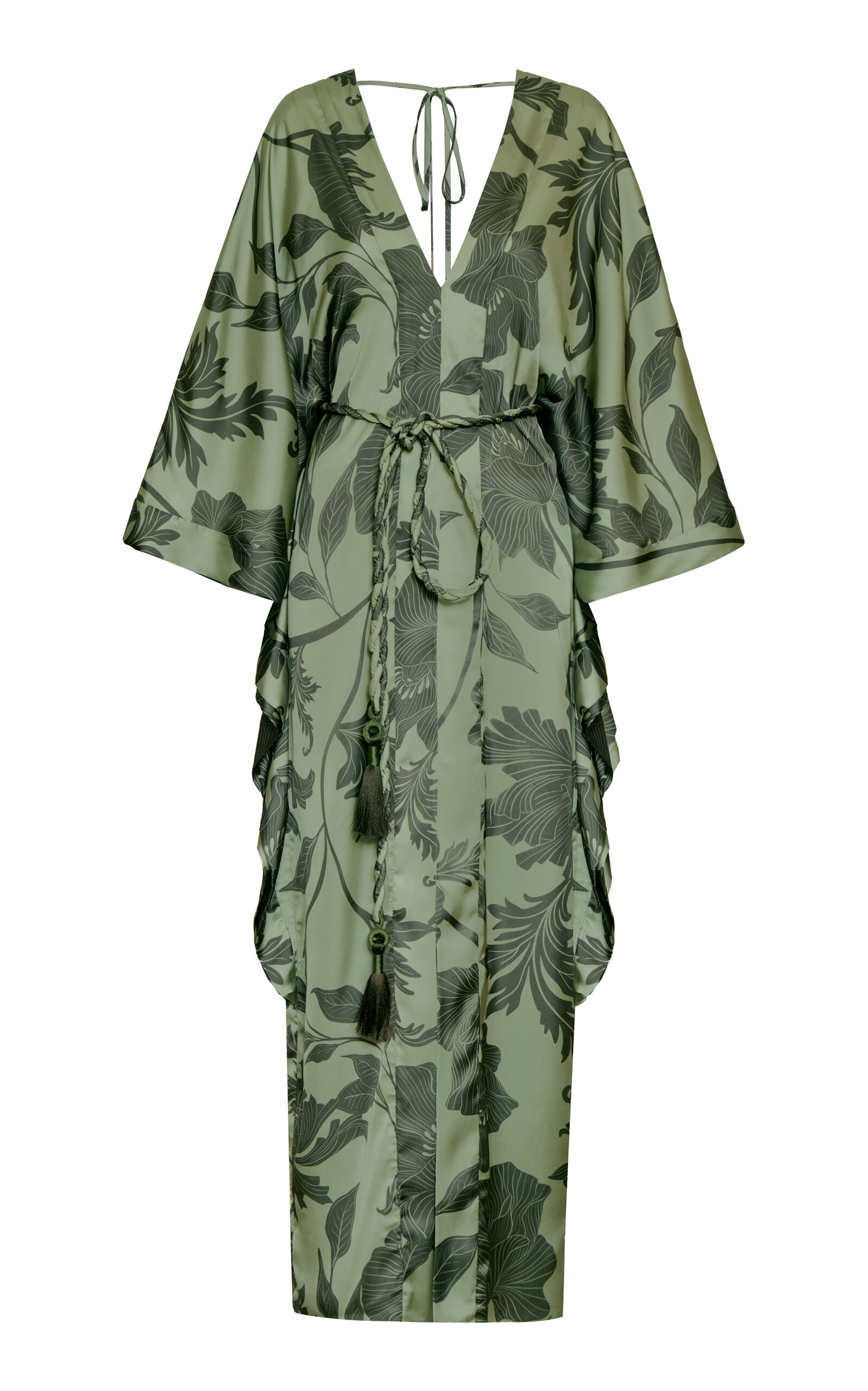 Andres Otalora Viaje Y Esencias Belted Satin Caftan In Green
