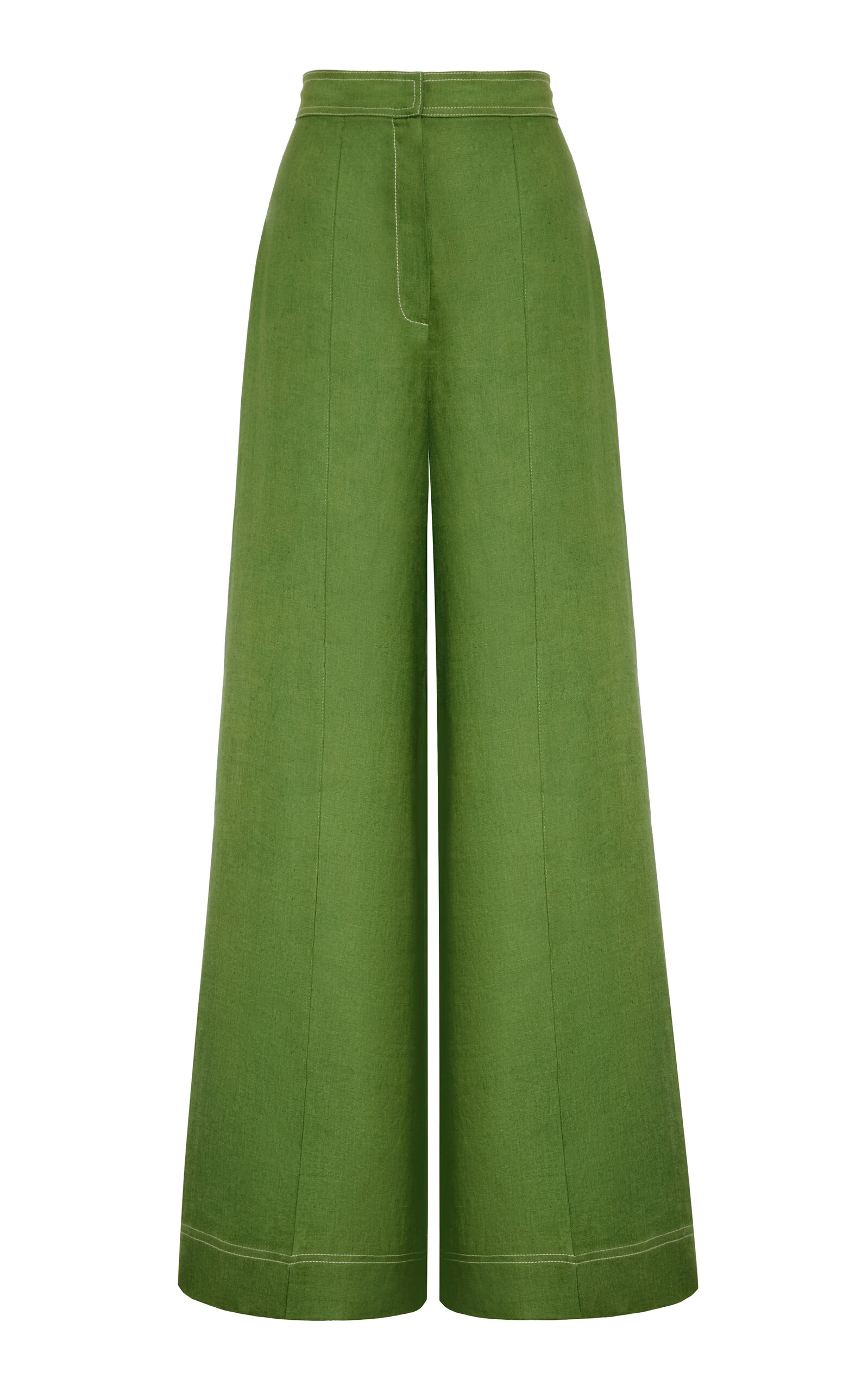 Andres Otalora Vivir Linen Wide-leg Pants In Green