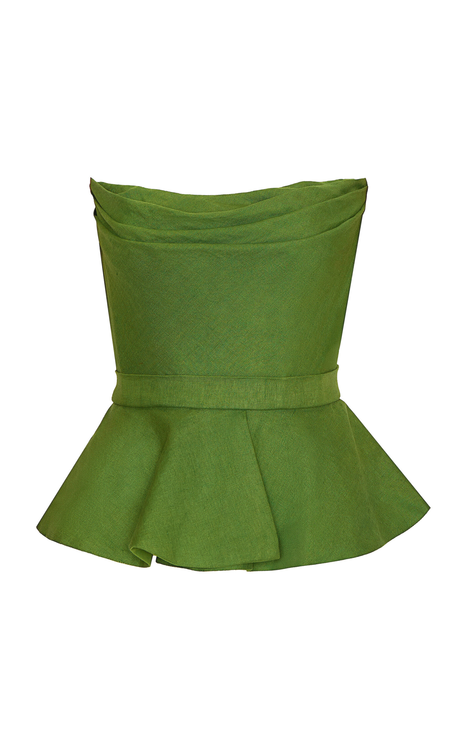 Andres Otalora Oliva Profundo Peplum Linen Top In Green
