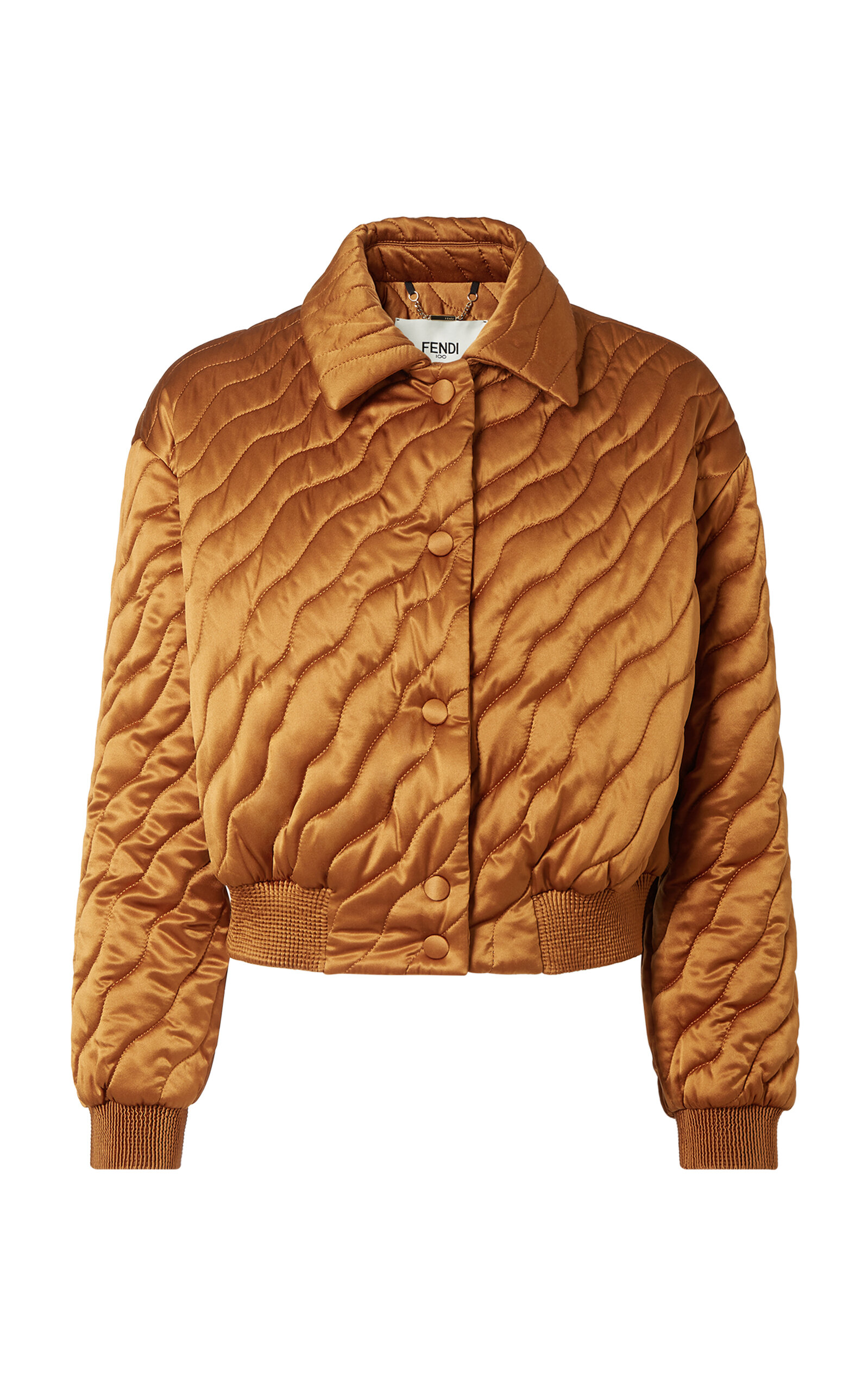 Fendi Padded Silk Blouson Jacket - Brown