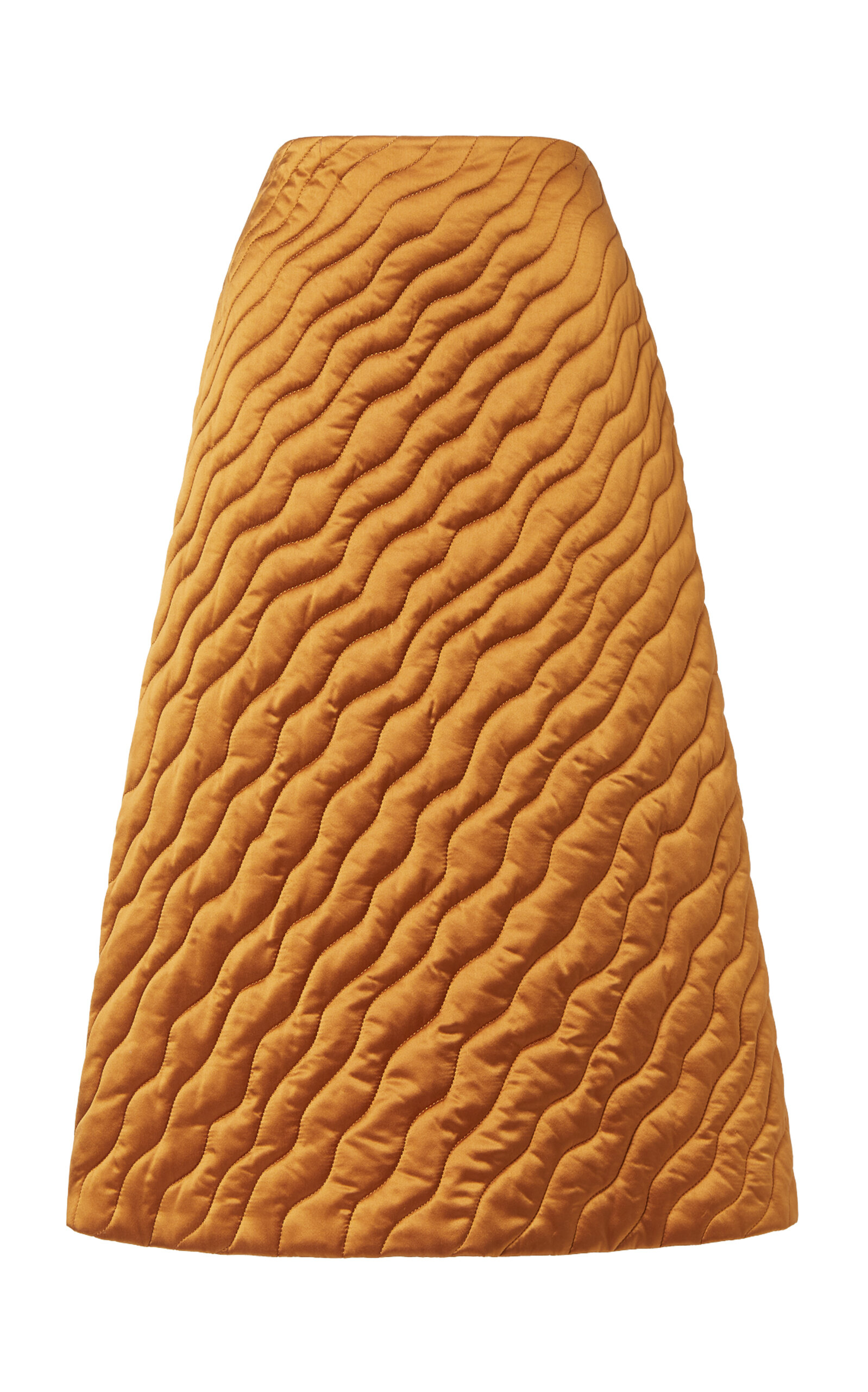 Fendi Quilted Silk Flared Midi Skirt In Brown