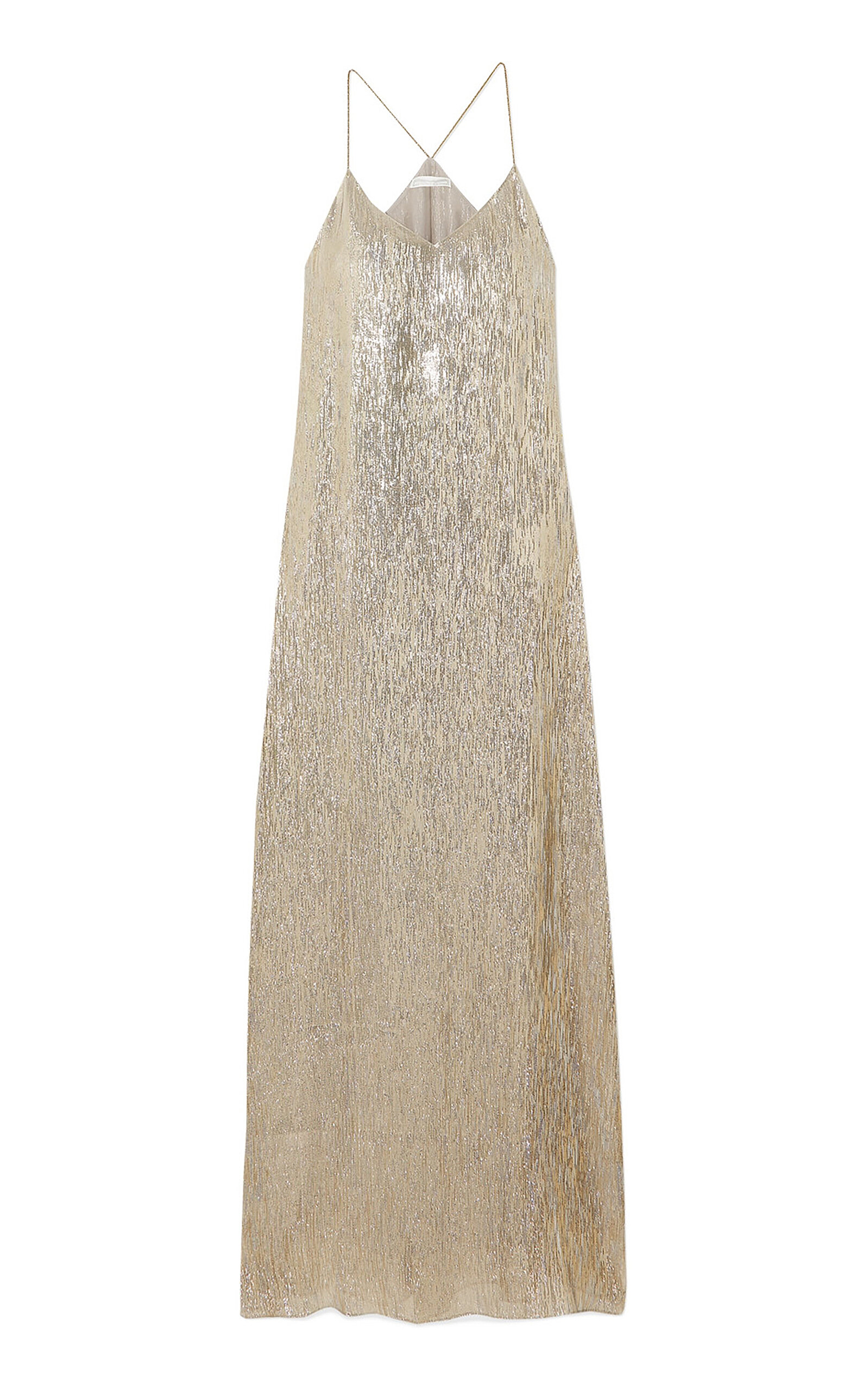 Marie France Van Damme Metallic Silk Dress In Silver