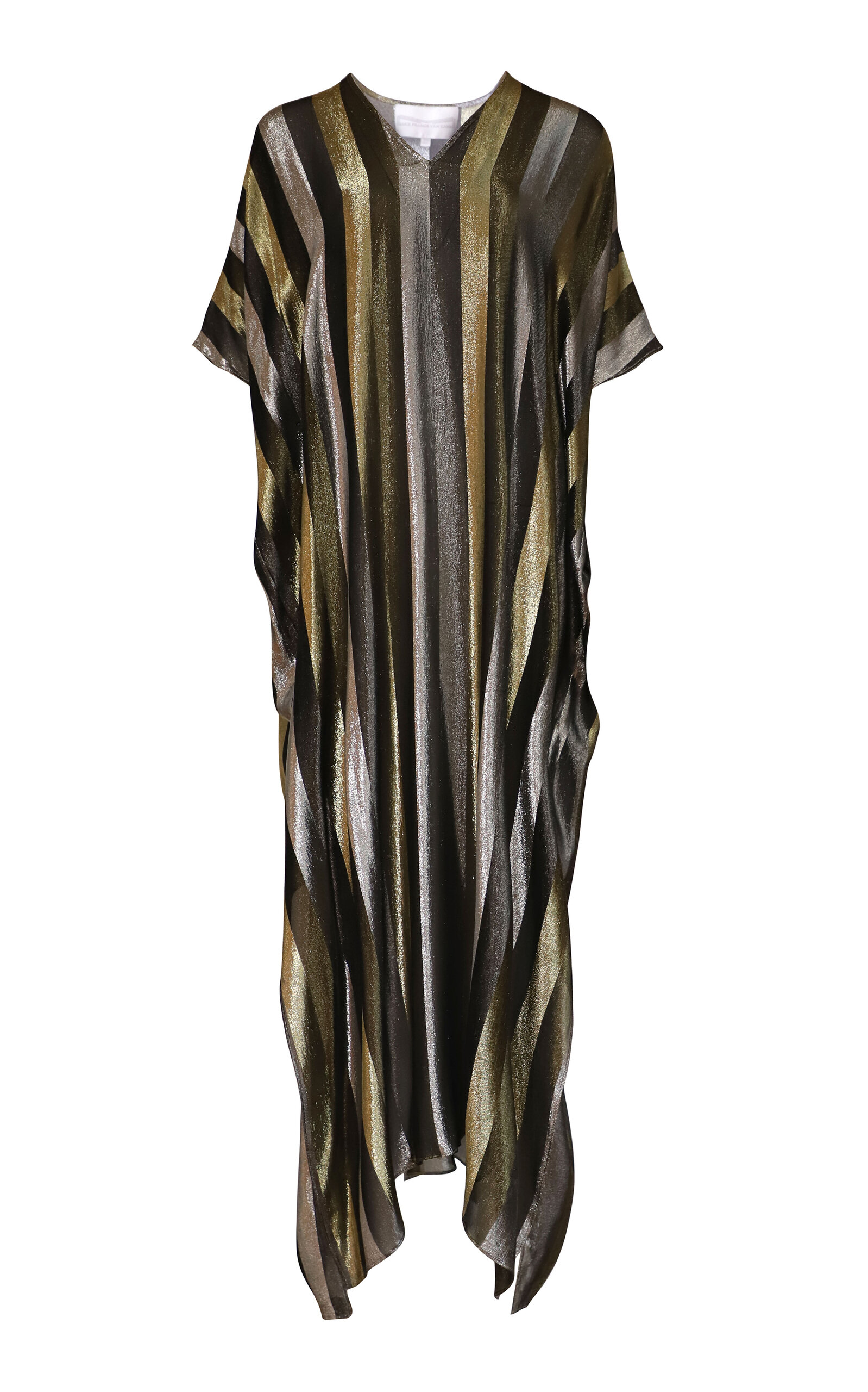 Marie France Van Damme Metallic Silk-Blend Caftan