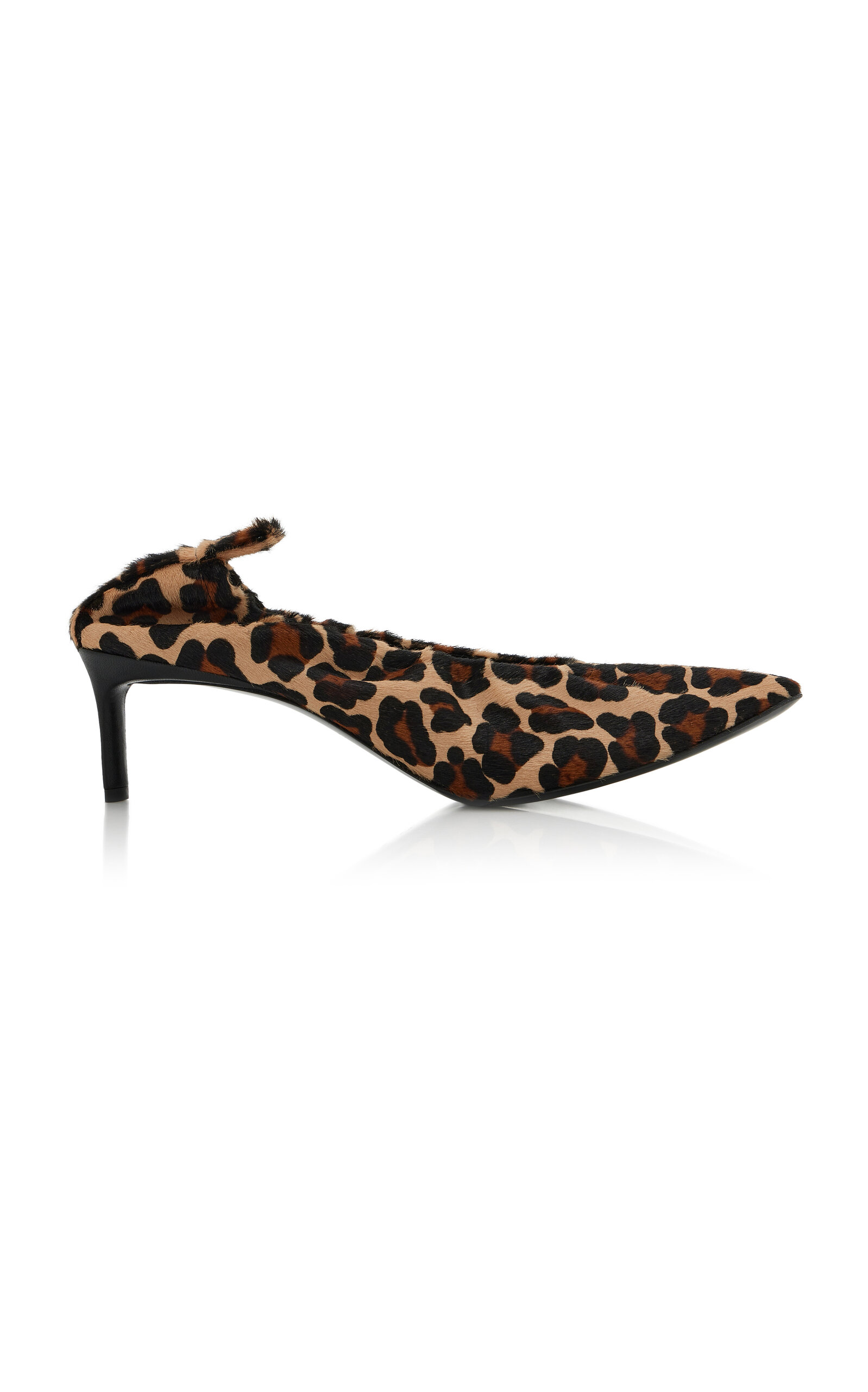 Co Calf Hair Pointed Ruched Pumps In Animal Print