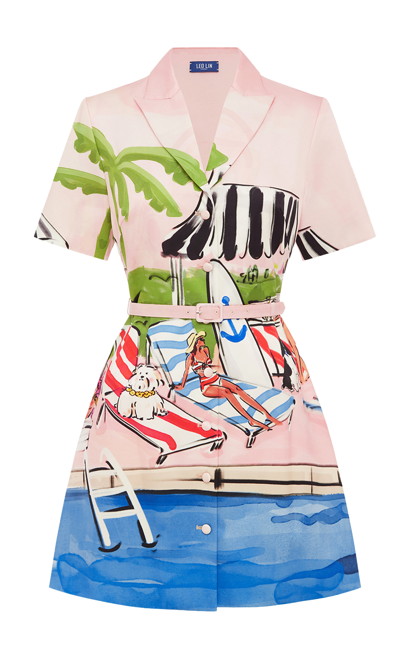 Leo Lin Brigitte Printed Cotton-silk Mini Dress In Animal Print