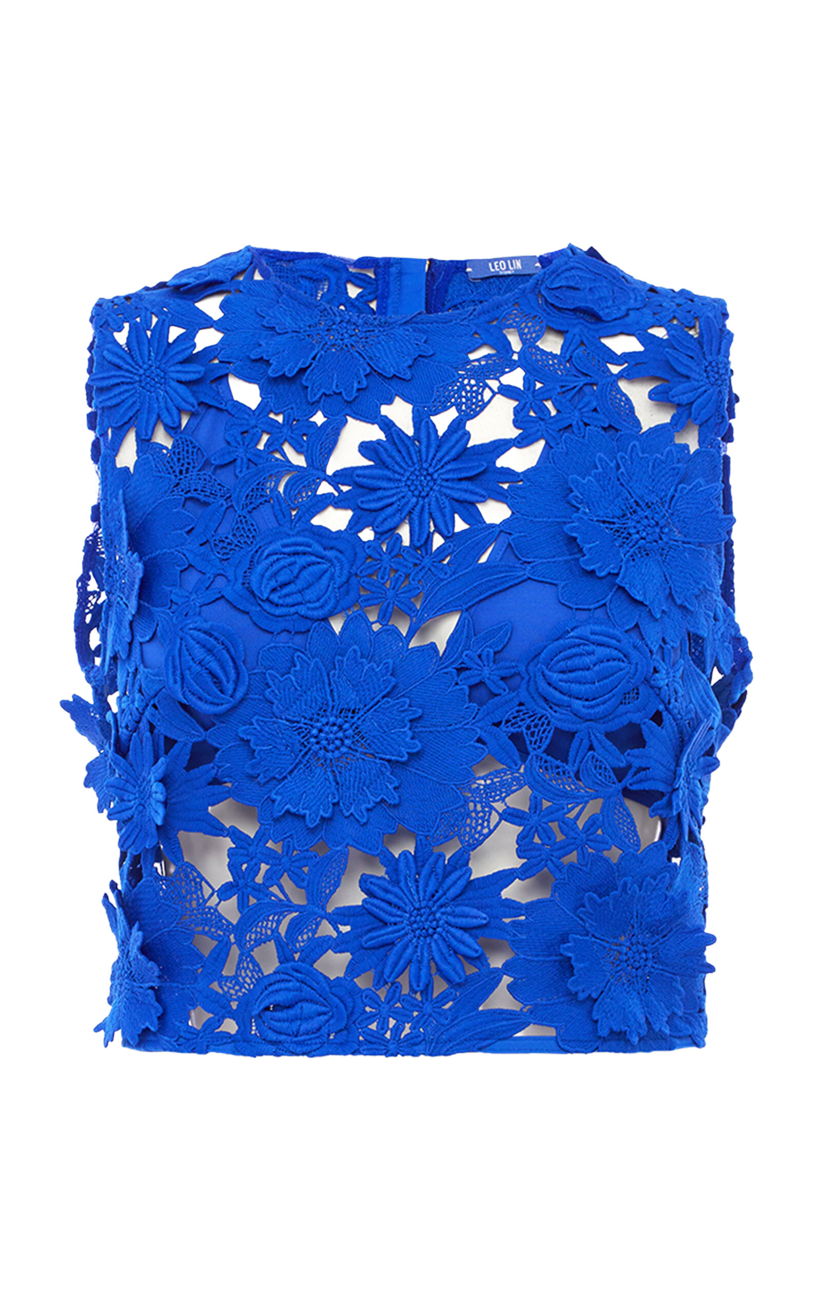 Leo Lin Iris Lace Top In Blue