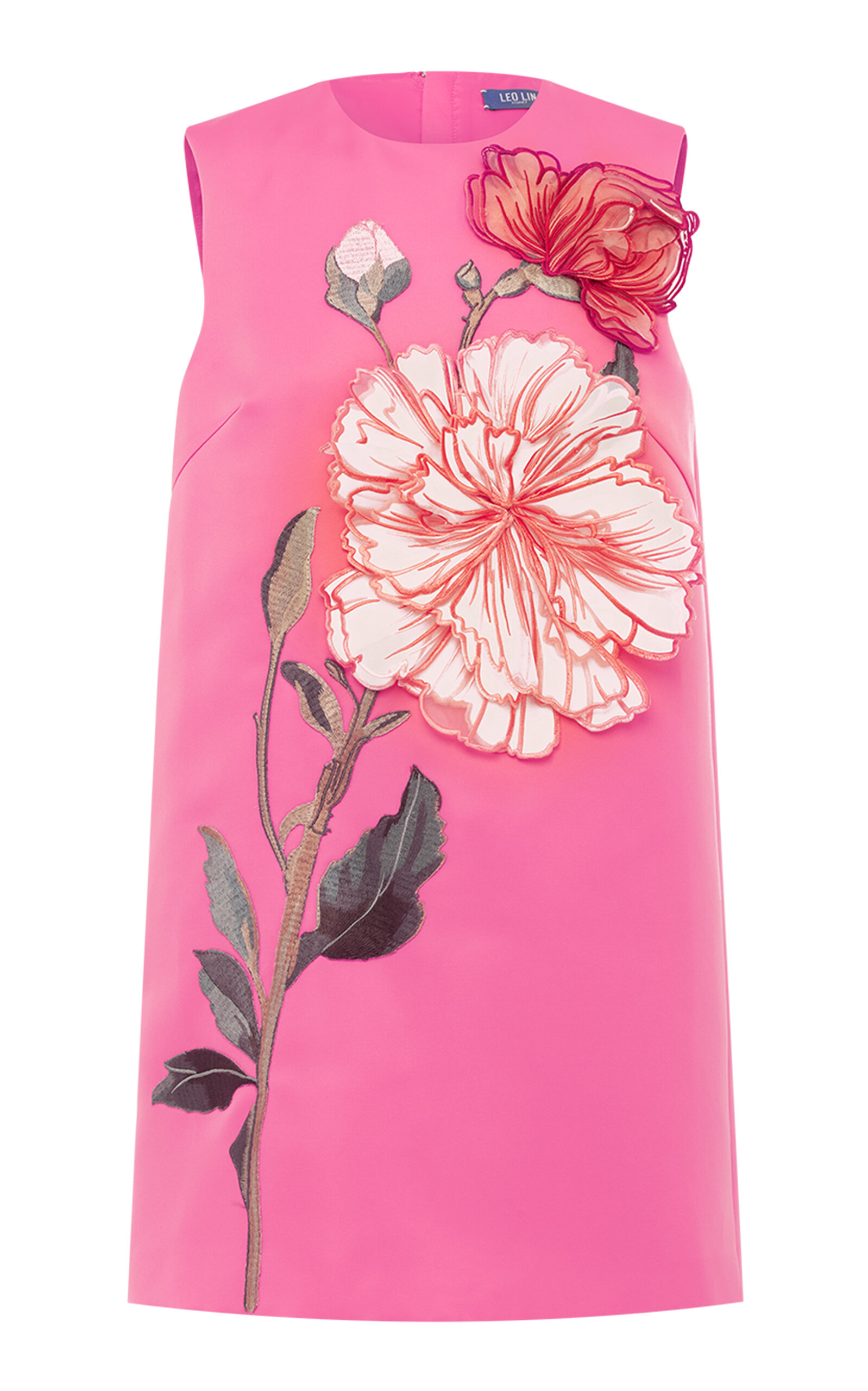 Leo Lin Yvonne Appliquéd Mini Dress In Pink