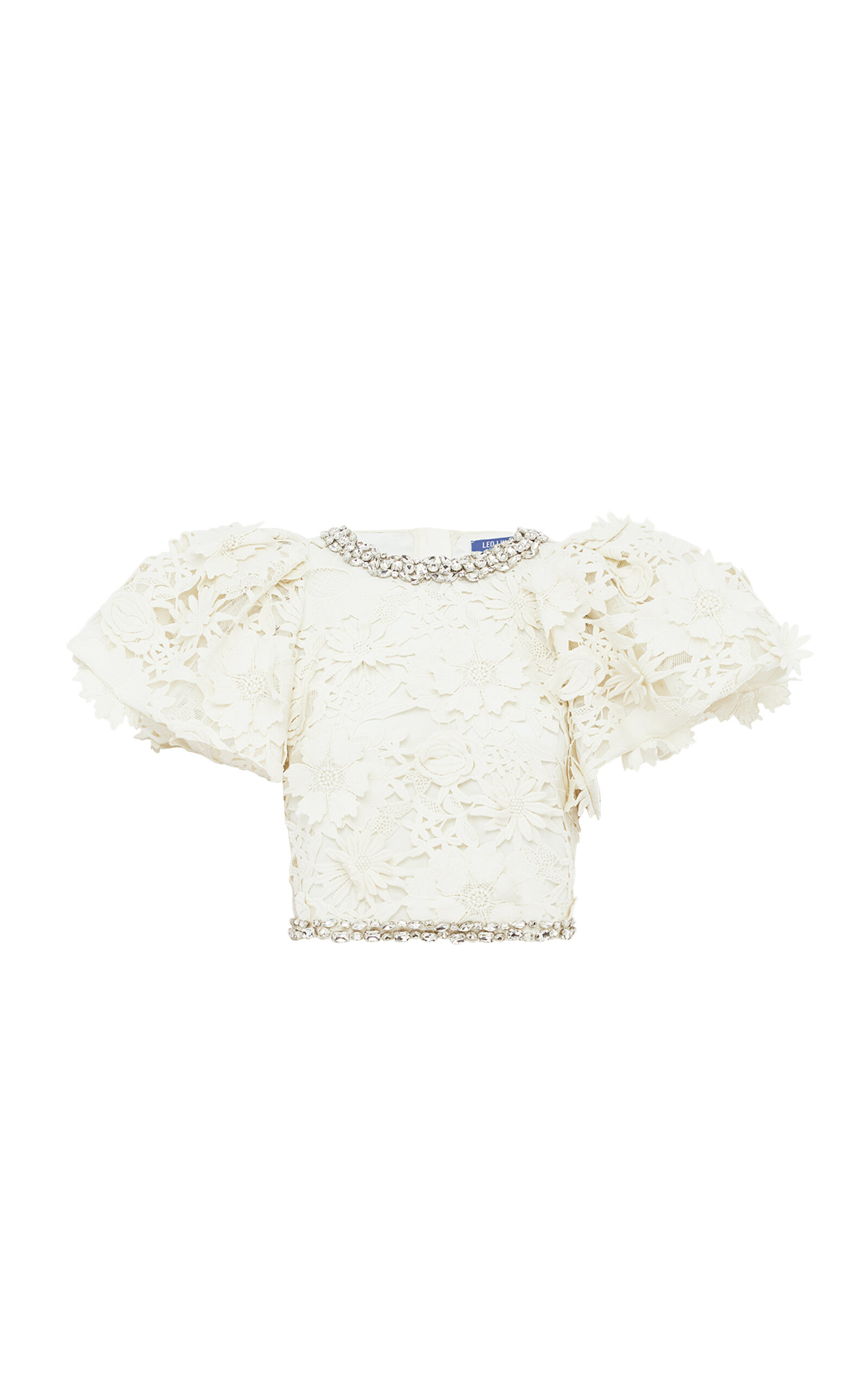 Leo Lin Lucia Embellished Lace Top In White