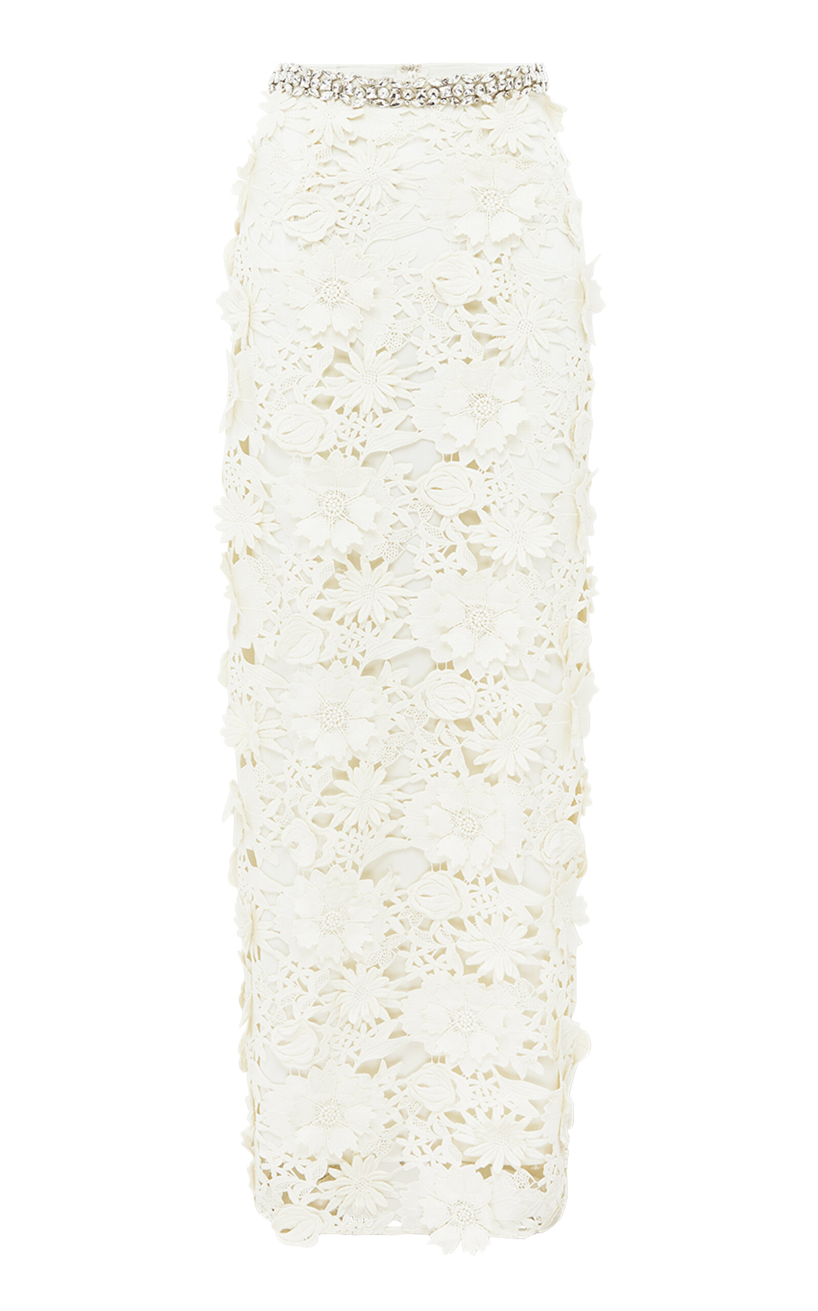 Leo Lin Kyra Embellished Lace Maxi Skirt In White