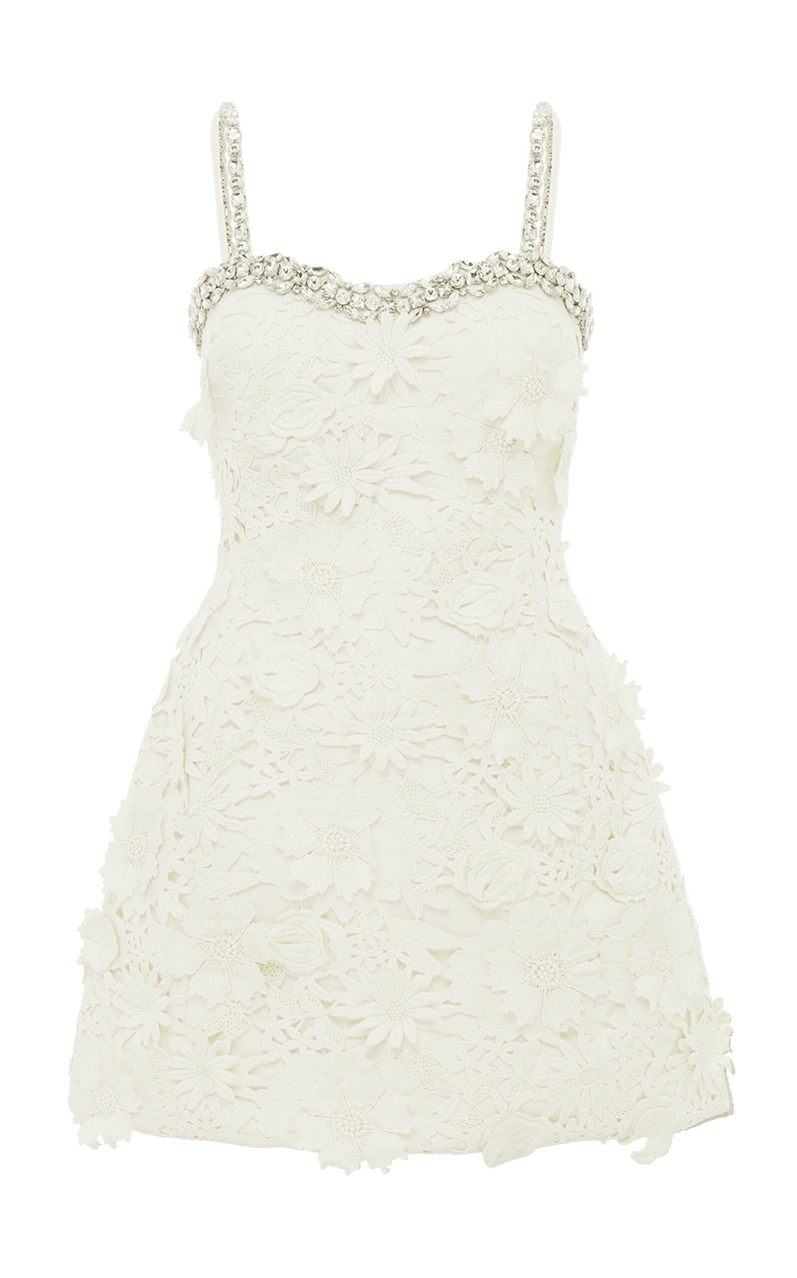 Leo Lin Sophia Embellished Lace Mini Dress In White