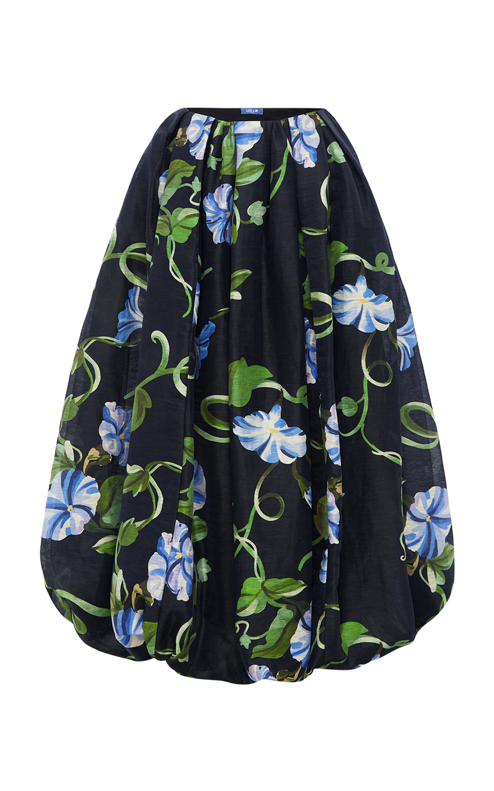 Leo Lin Victoria Printed Linen-blend Maxi Skirt In Black