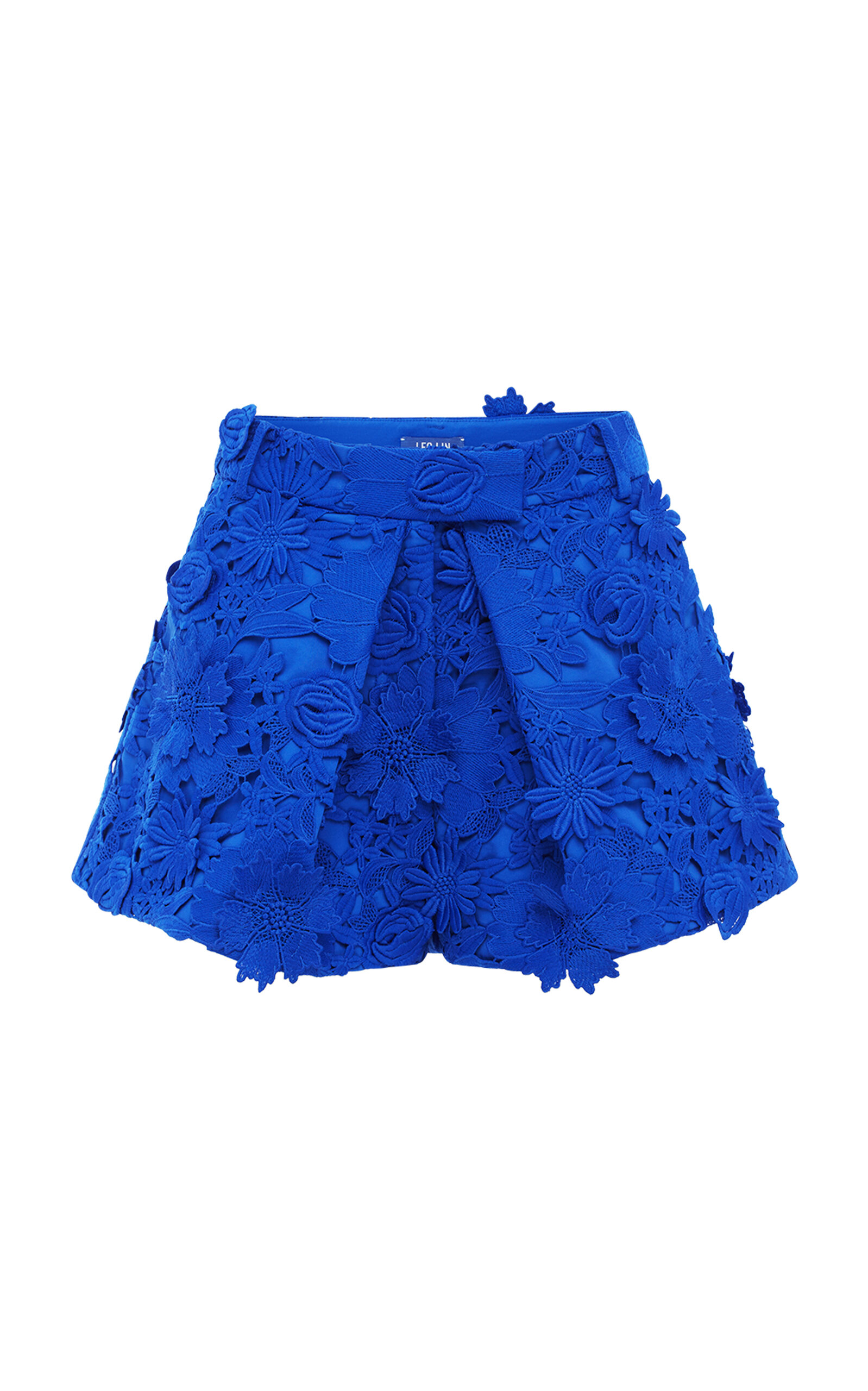 Leo Lin Josie Mid-rise Lace Shorts In Blue