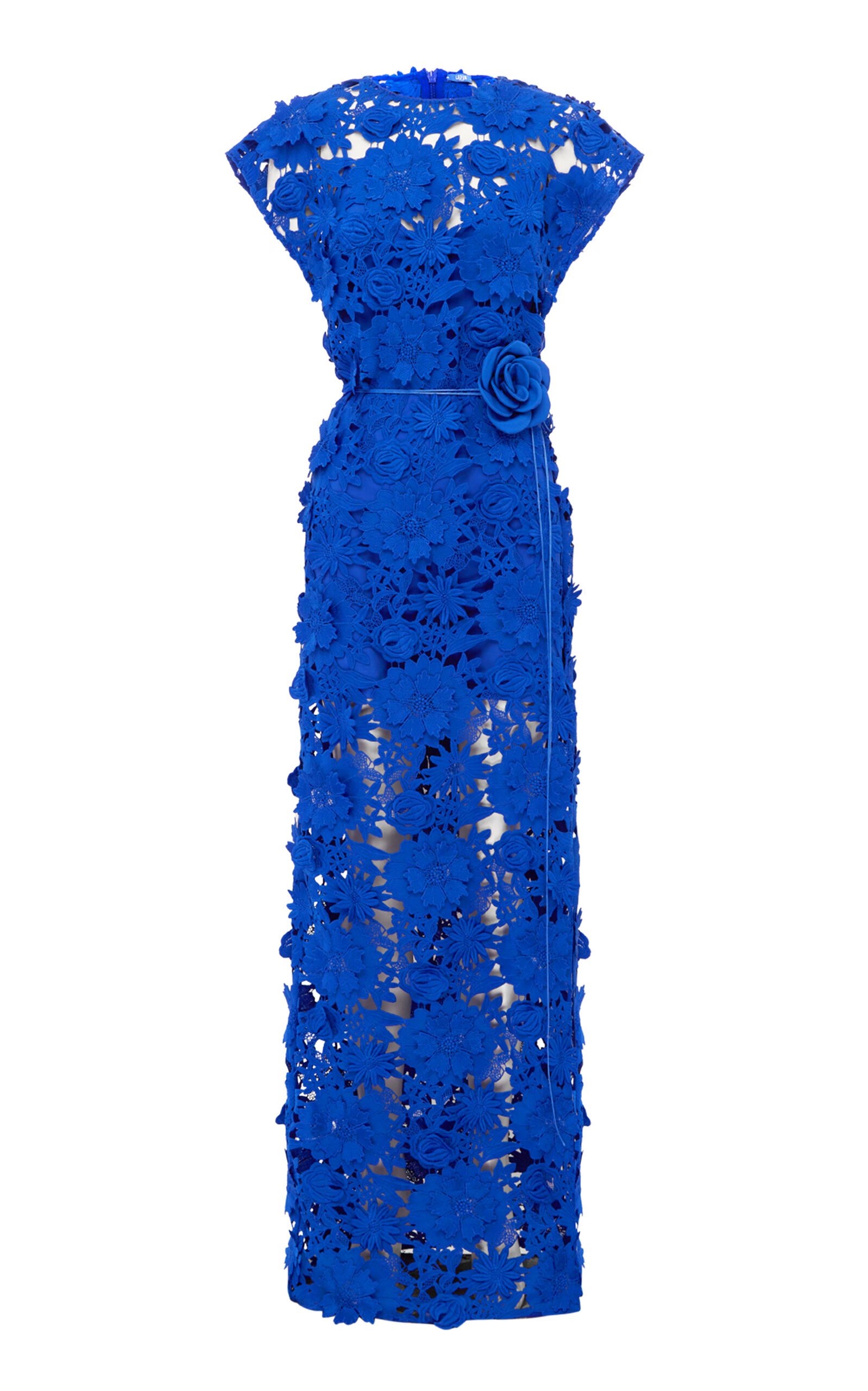 Leo Lin Alena Rosette Lace Maxi Dress In Blue