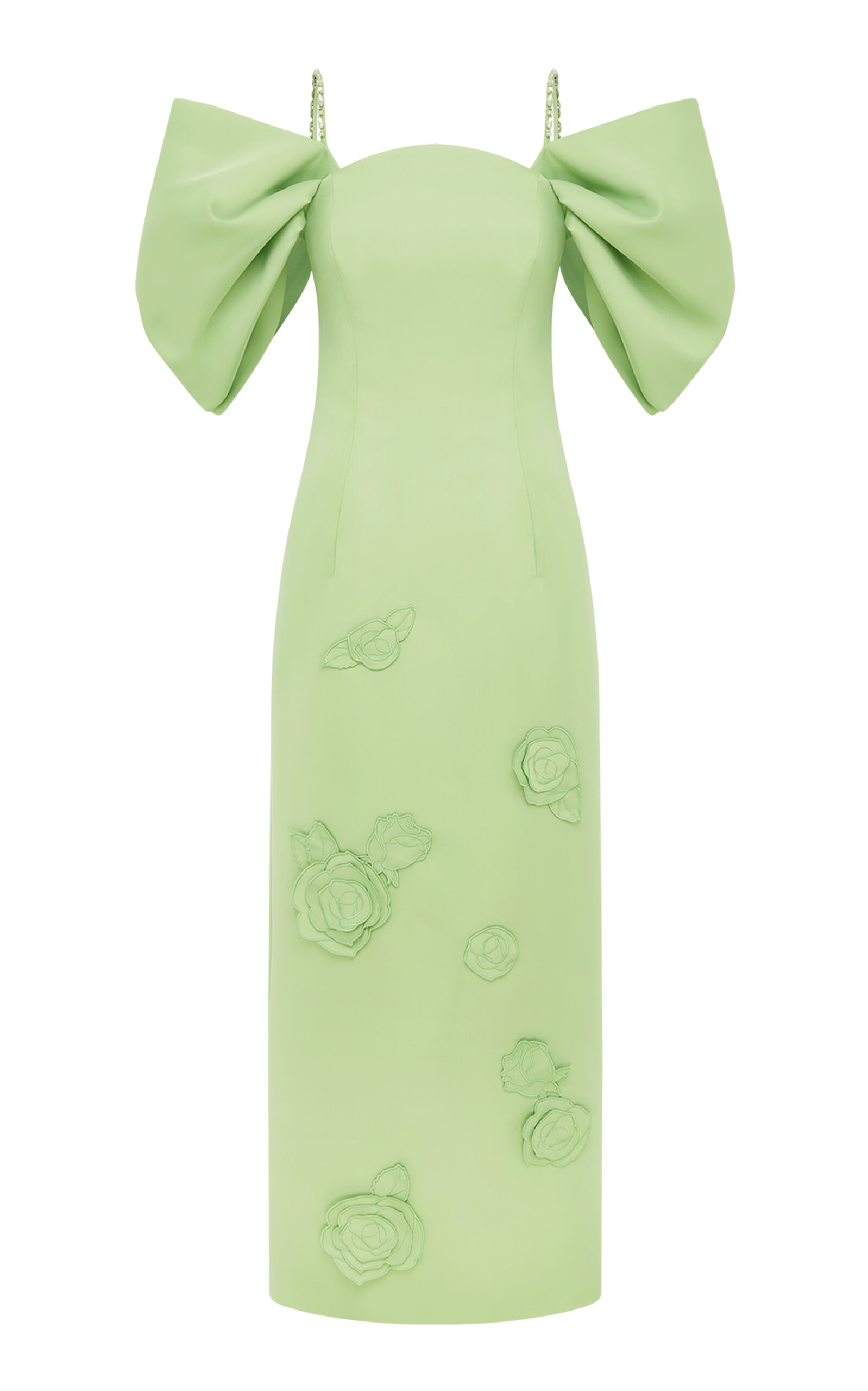 Leo Lin Arabella Puff-sleeve Maxi Dress In Green