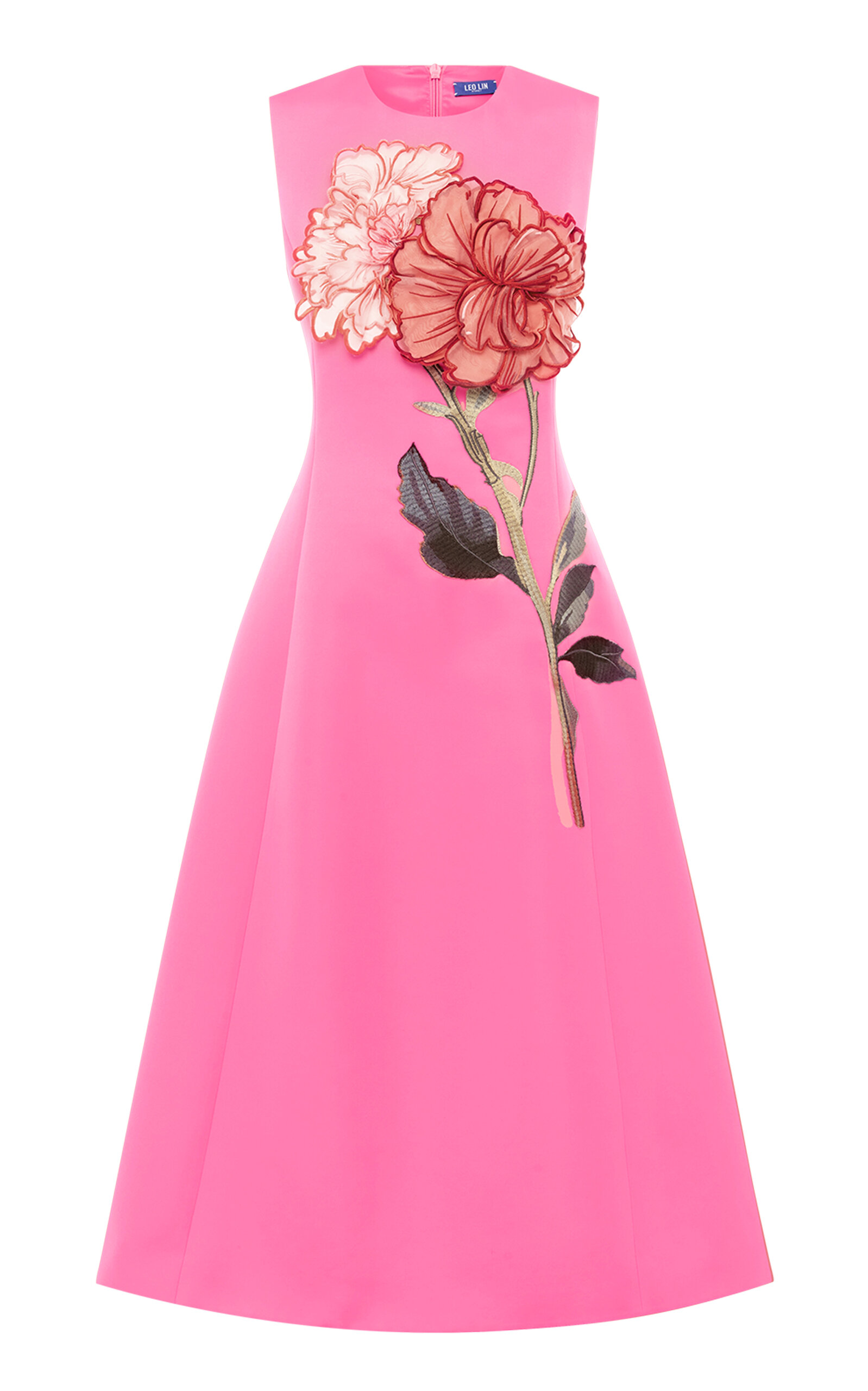 Leo Lin Cleo Appliquéd Midi Dress In Pink
