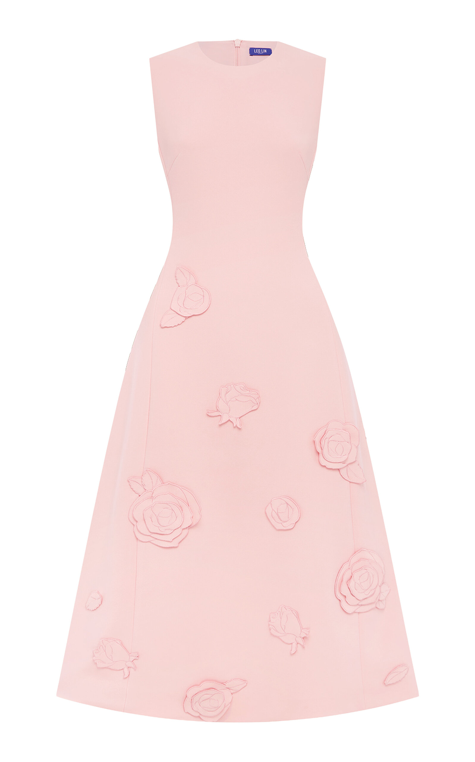 Leo Lin Cleo Floral-Appliquéd Midi Dress - Light Pink