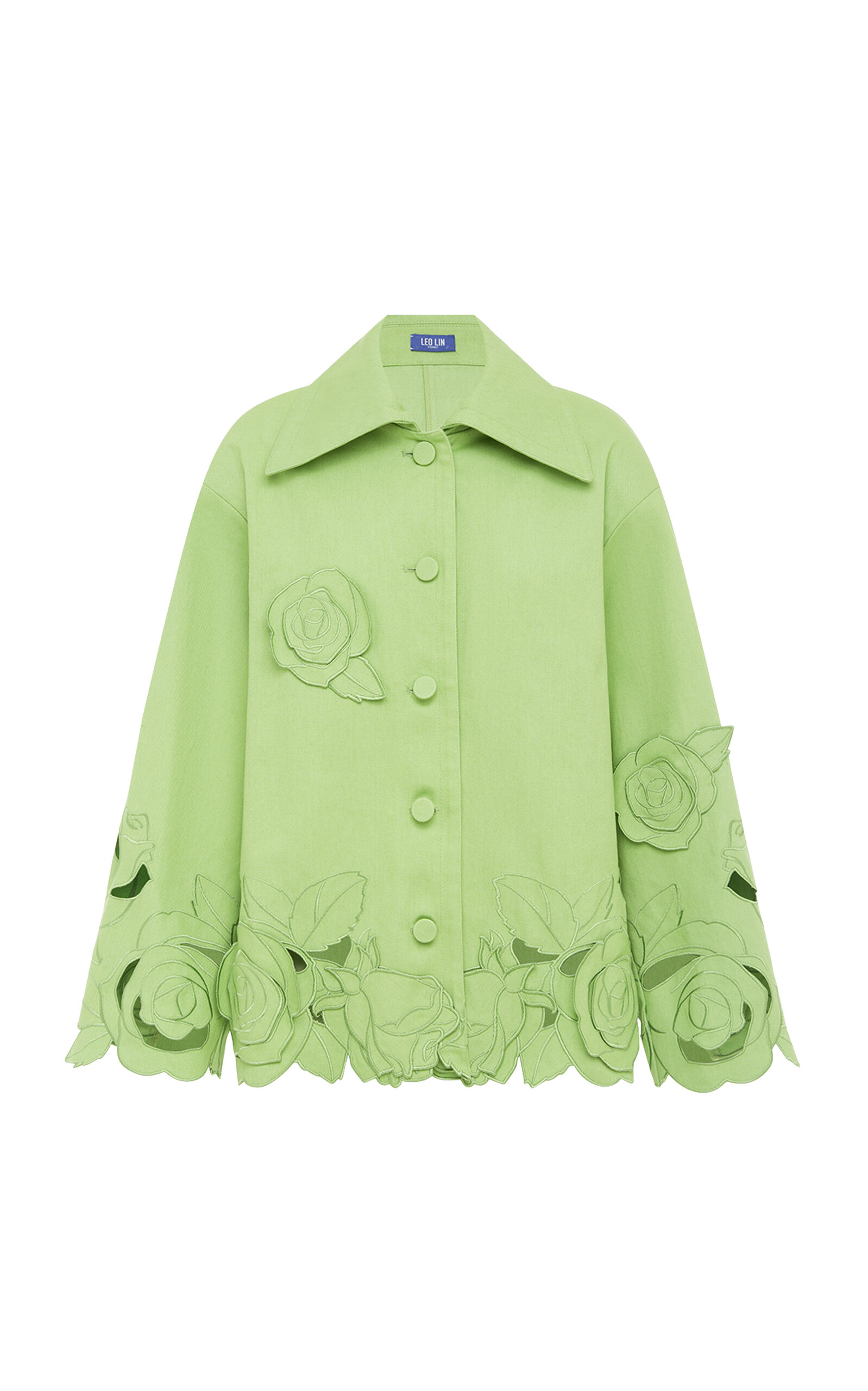 Leo Lin Jayna Appliquéd Cotton Jacket In Green
