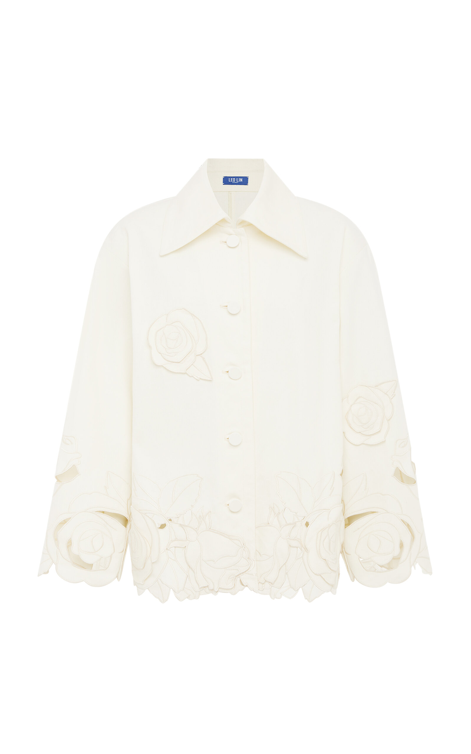 Leo Lin Jayna Appliquéd Cotton Jacket In White