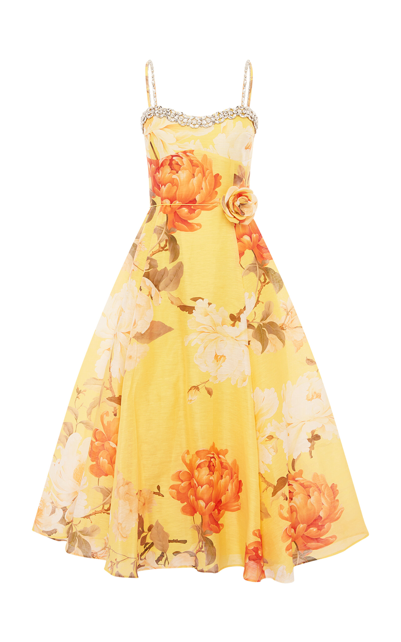 Leo Lin Mariela Embellished Midi Dress In Yellow