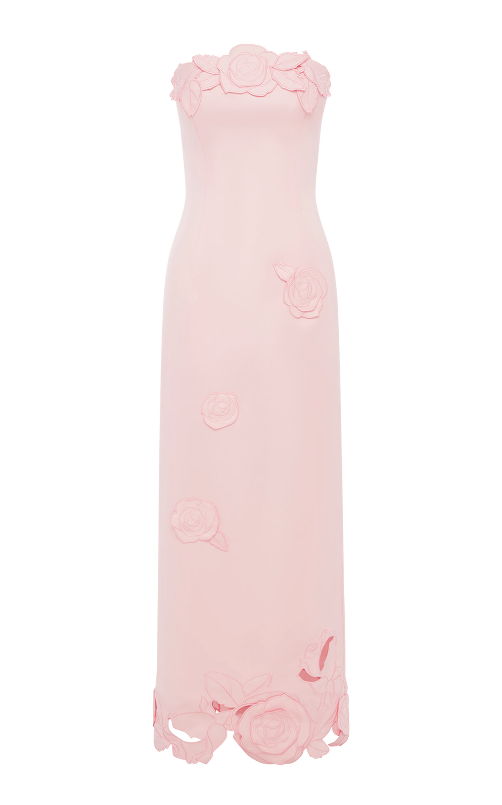 Leo Lin Rayna Appliquéd Bustier Maxi Dress In Pink