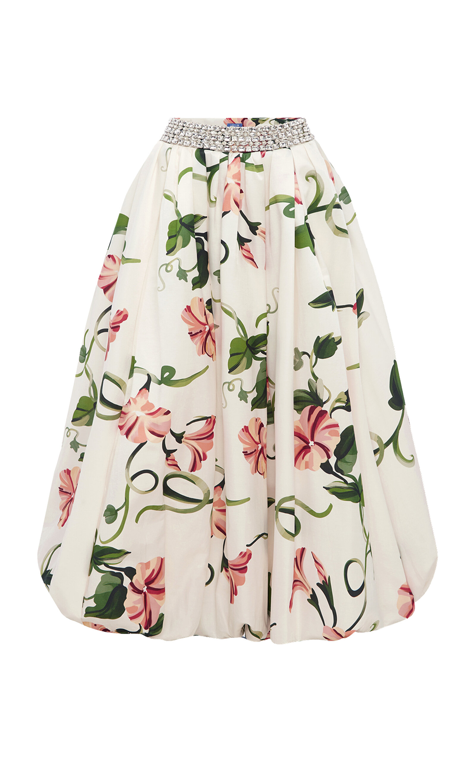 Leo Lin Victoria Embellished Cotton-Silk Maxi Skirt - White