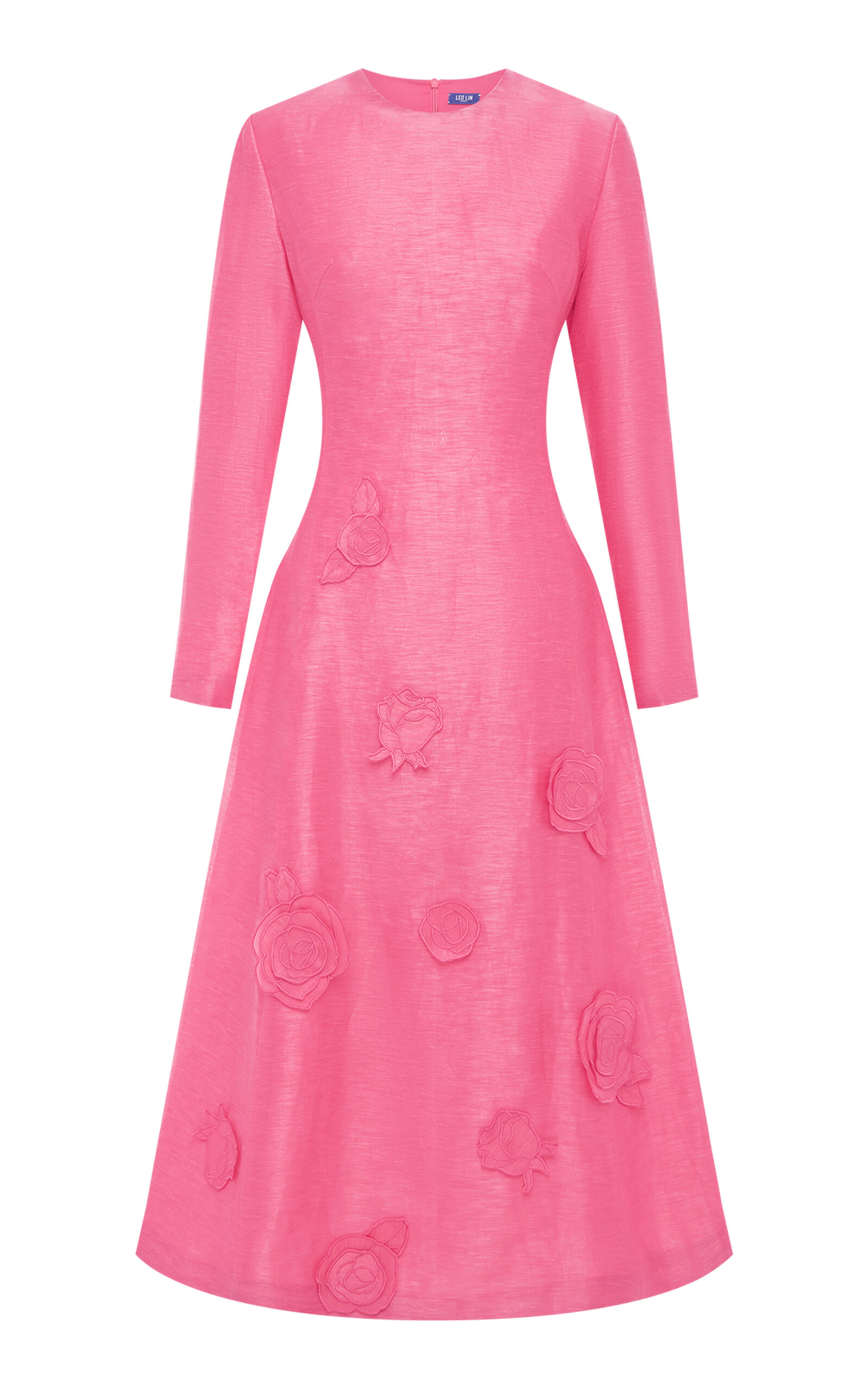 Leo Lin Amira Appliquéd Linen-blend Midi Dress In Multi