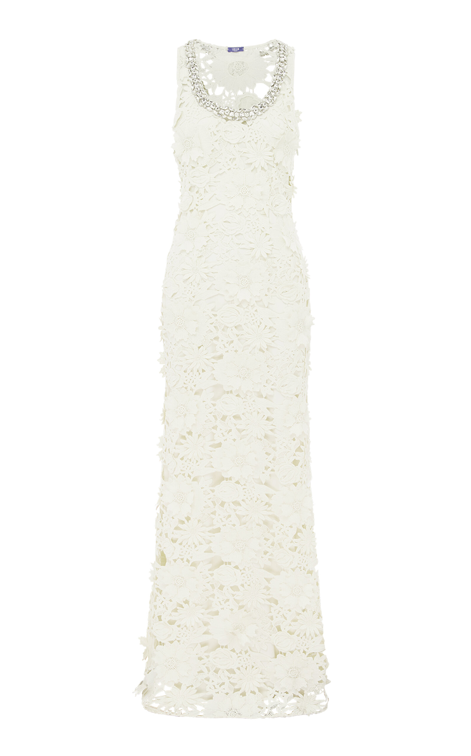 Leo Lin Helena Embellished Lace Gown In White