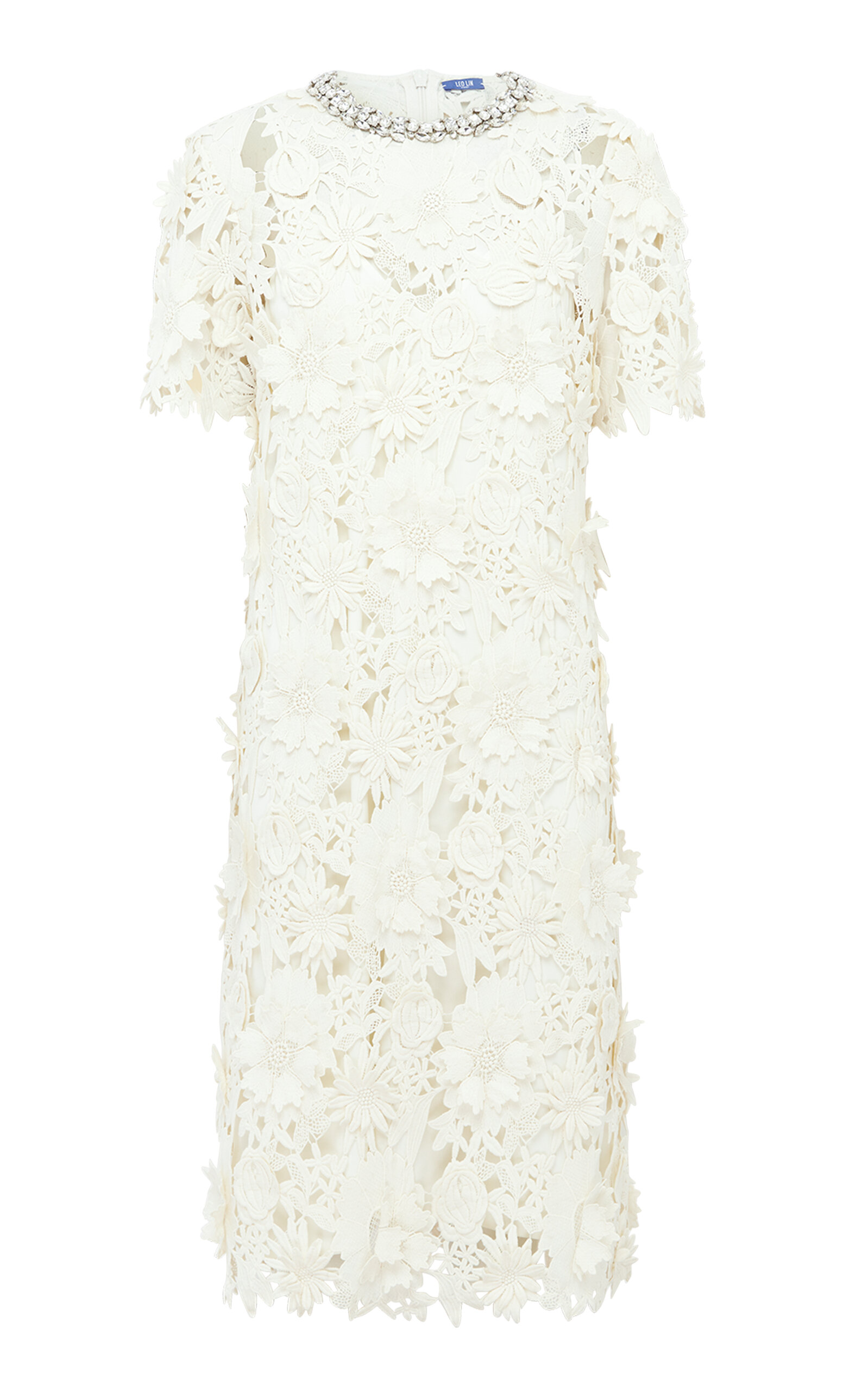 Leo Lin Sheridan Embellished Lace Midi Dress In White