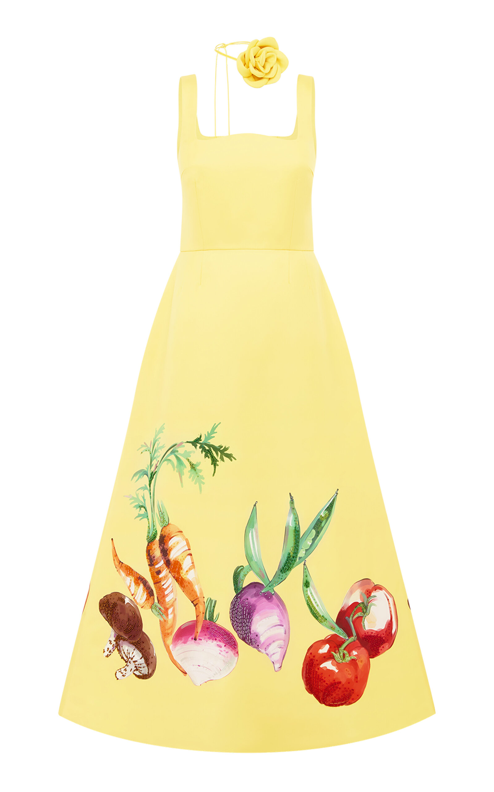 Leo Lin Rianne Appliquéd Maxi Dress In Yellow