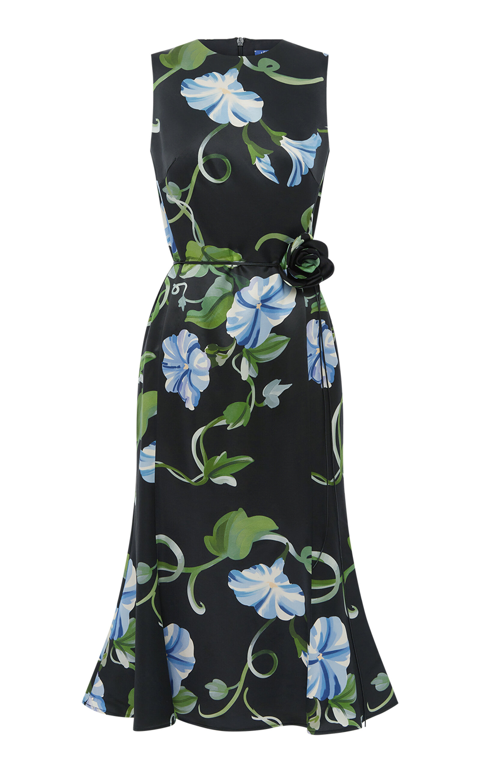 Leo Lin Olive Printed Midi Dress In Multi
