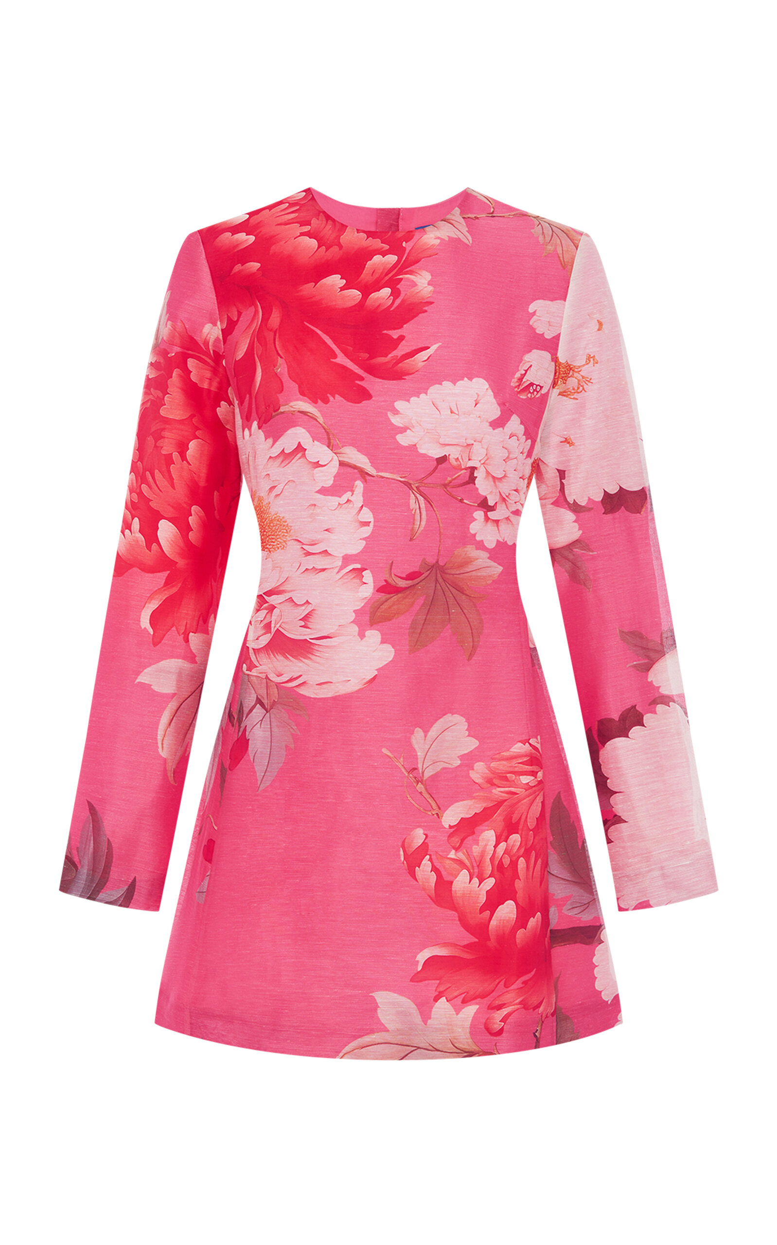 Leo Lin Aliza Printed Linen-blend Mini Dress In Pink