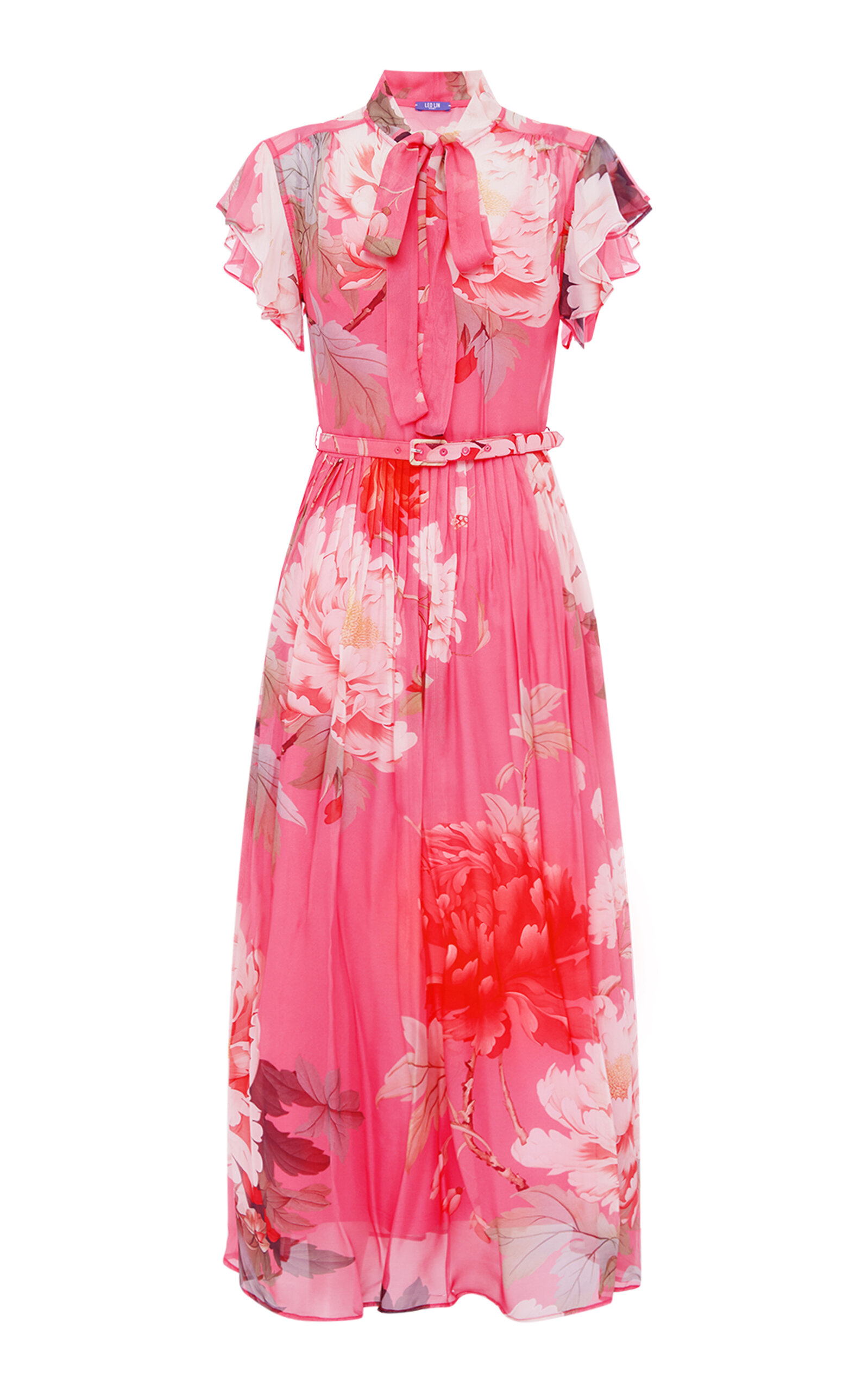 Leo Lin Grace Floral Midi Dress In Multi