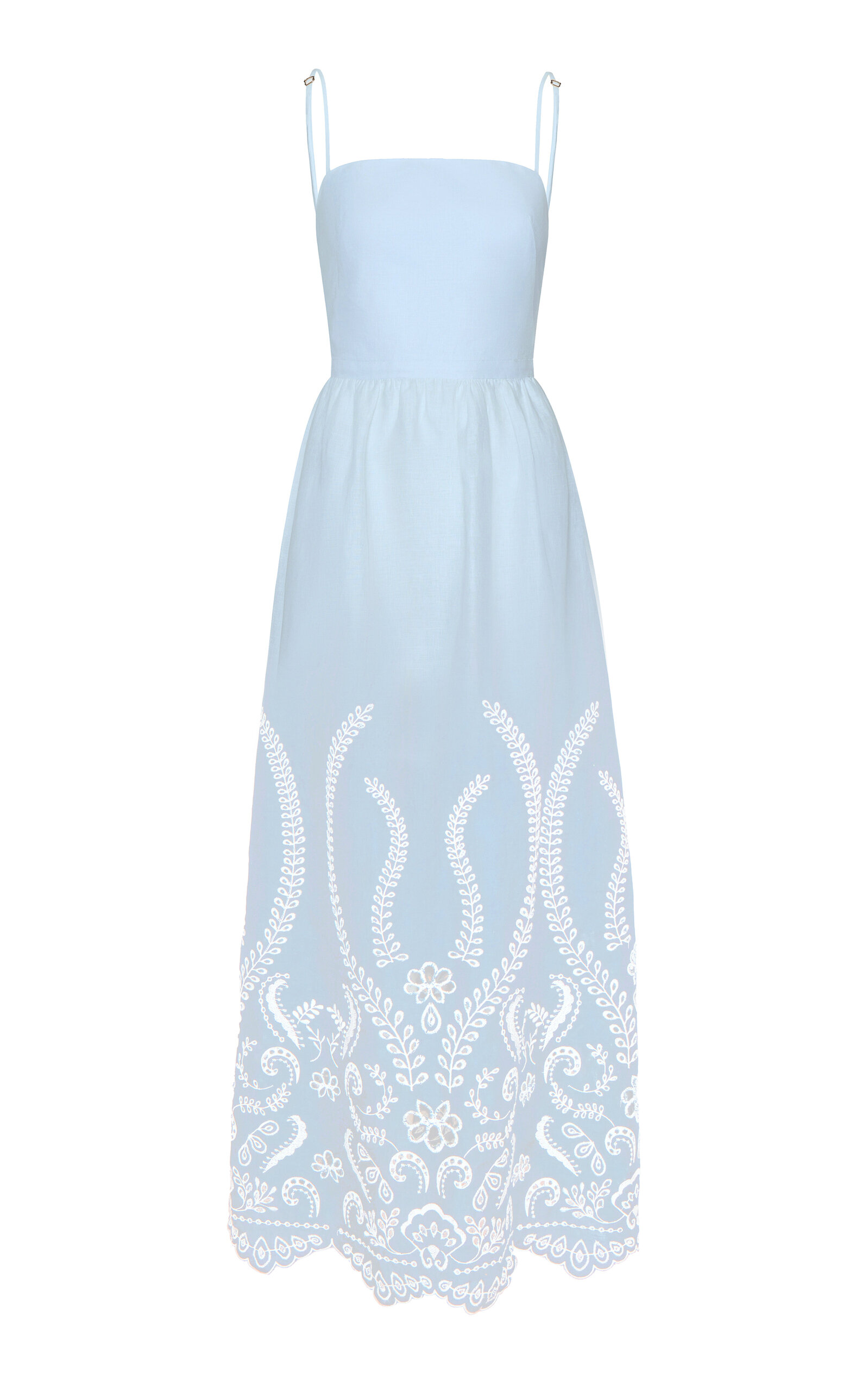 Andres Otalora Exclusive Y tu Voz Embroidered Linen Maxi Dress