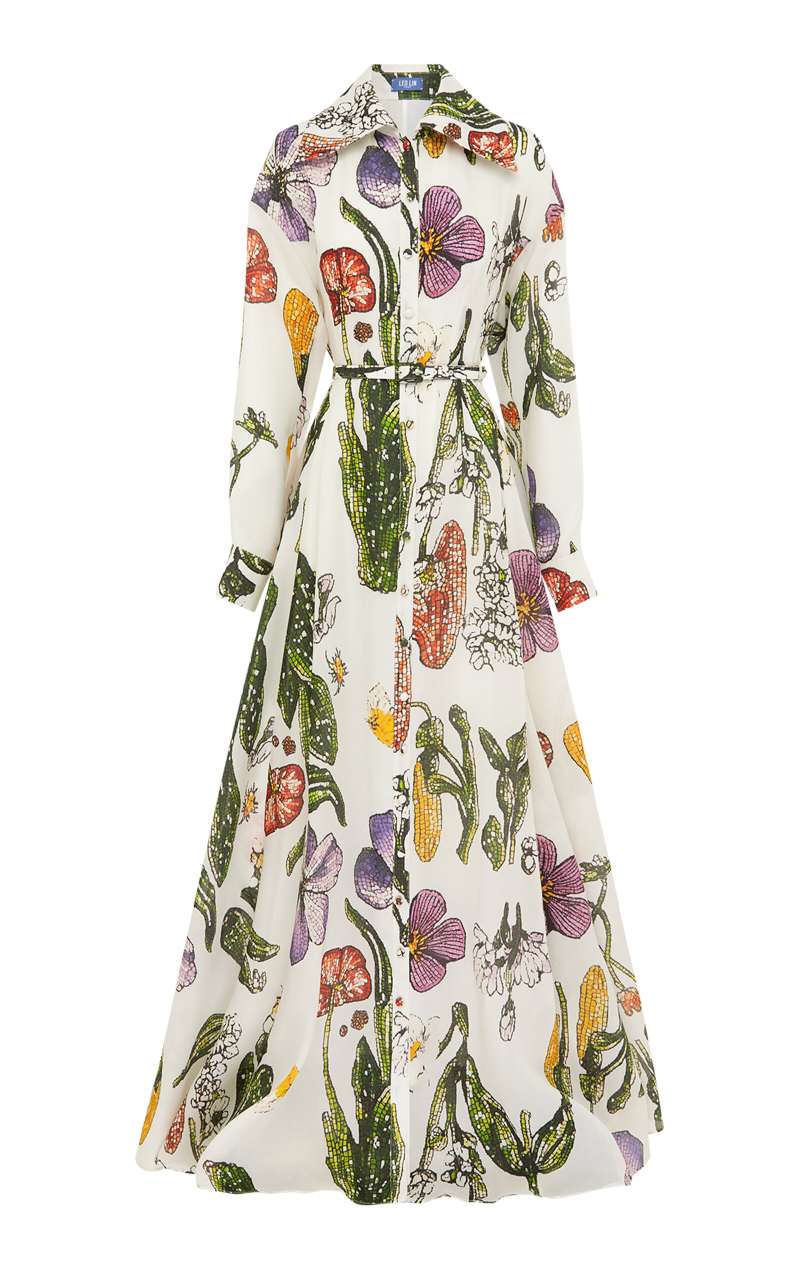 Leo Lin Josephine Silk Gown In Multi