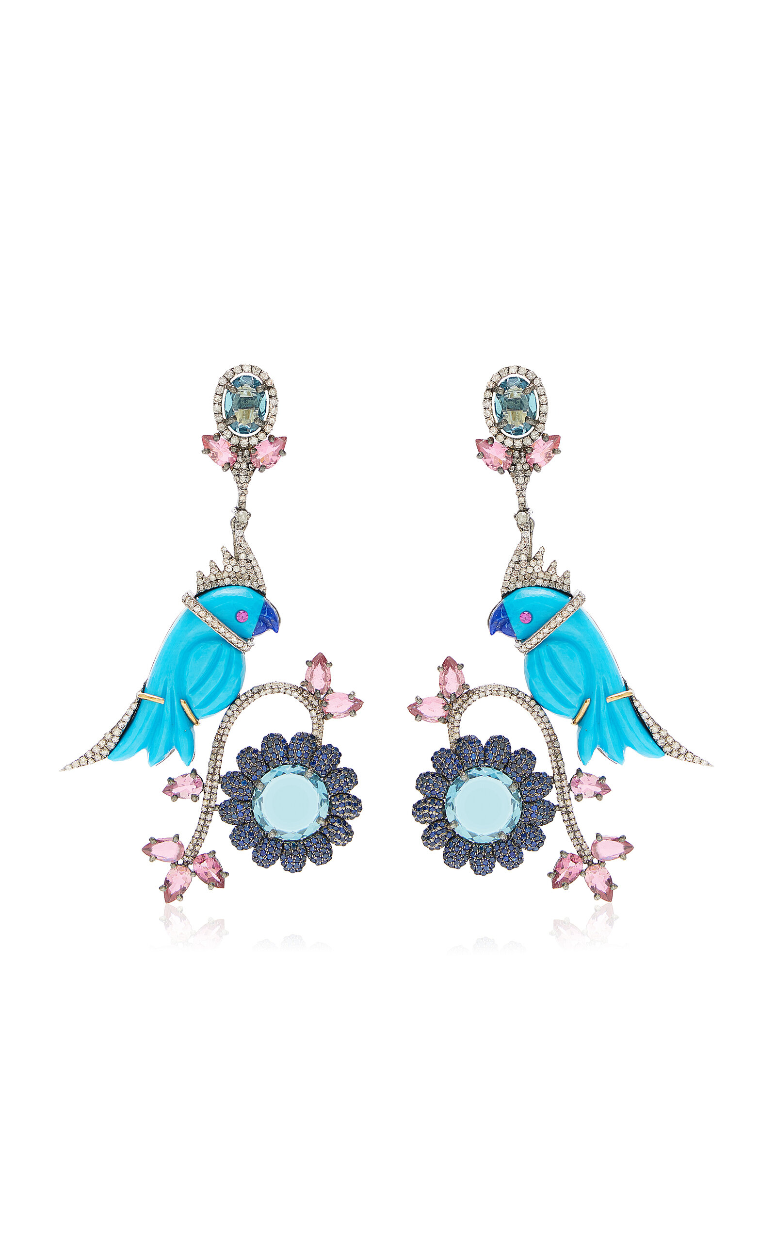 Amrapali Morni 14K Yellow Gold and Silver Multi-Stone Earrings - Blue - OS - Moda Operandi