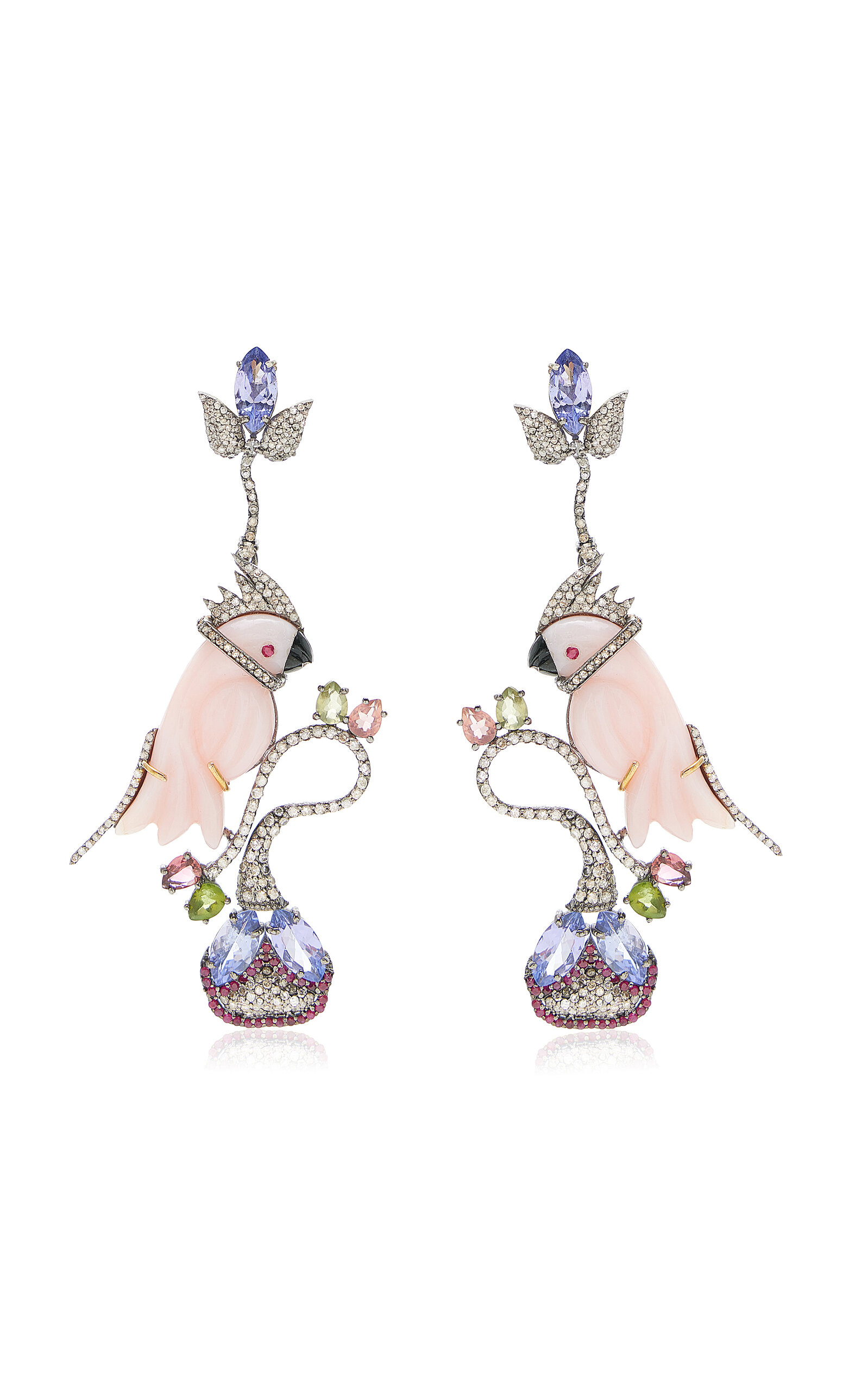 Amrapali Morni 14k Yellow Gold And Silver Multi-stone Earrings In Gold