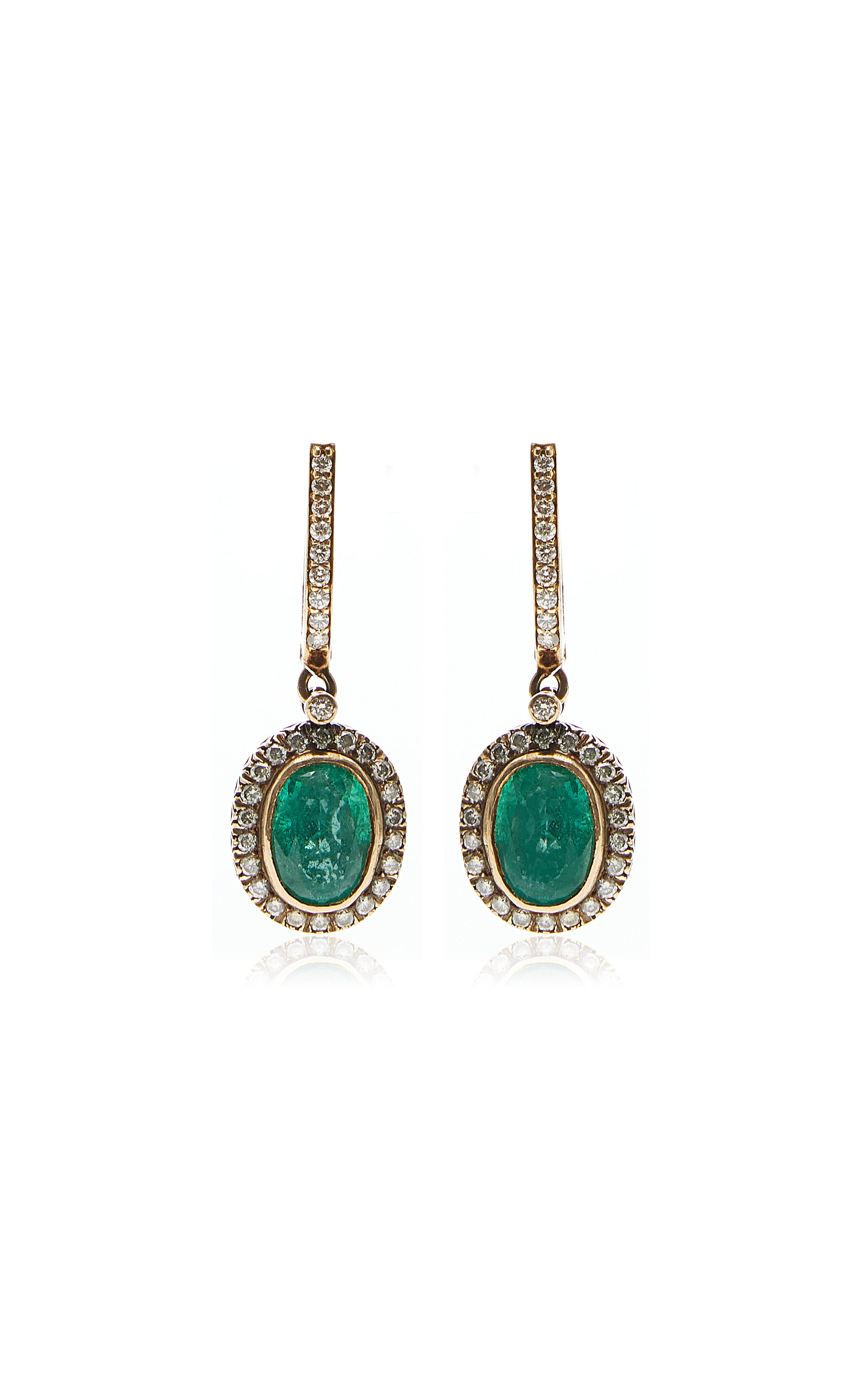 Amrapali 18k Yellow Gold Emerald And Diamond Heritage Earrings In Green