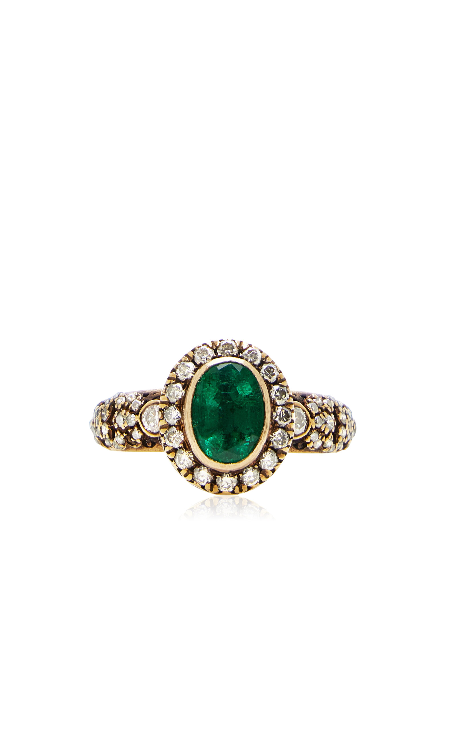 Amrapali 18k Yellow Gold Emerald And Diamond Ring In Green