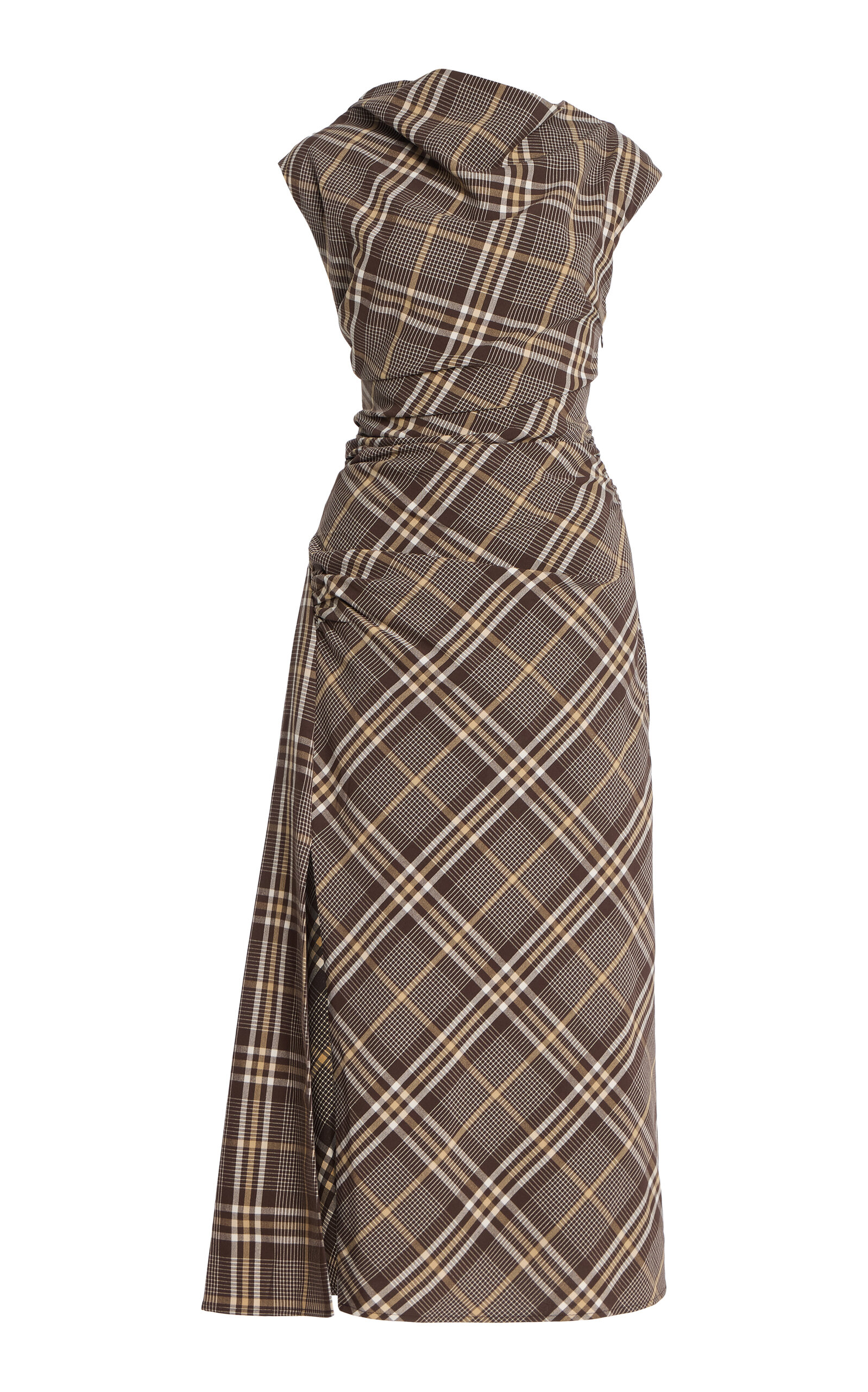 Simkhai Burke Draped Midi Dress In Brown