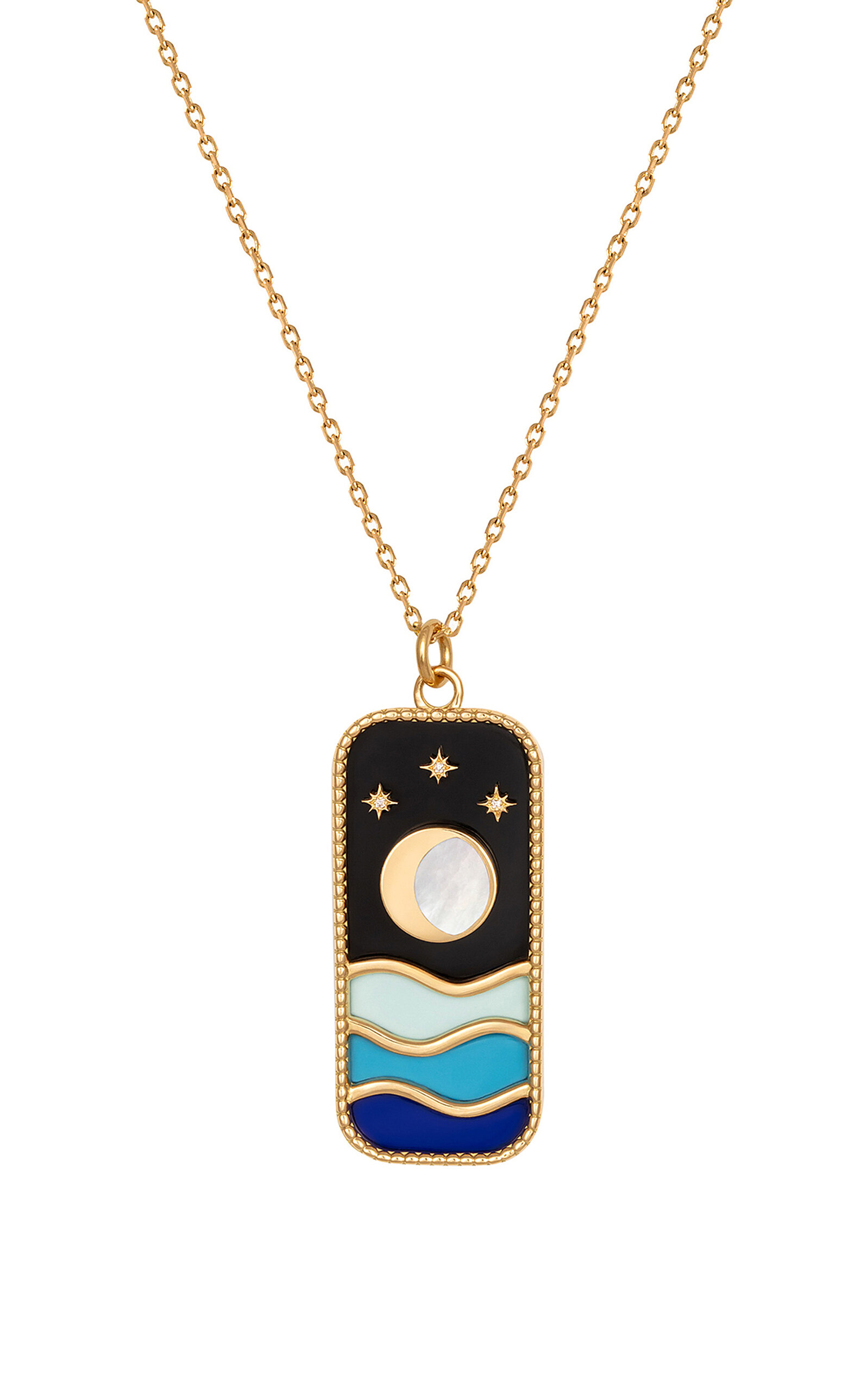 L'atelier Nawbar The Summer Night 18k Yellow Gold Diamond Pendant In Black