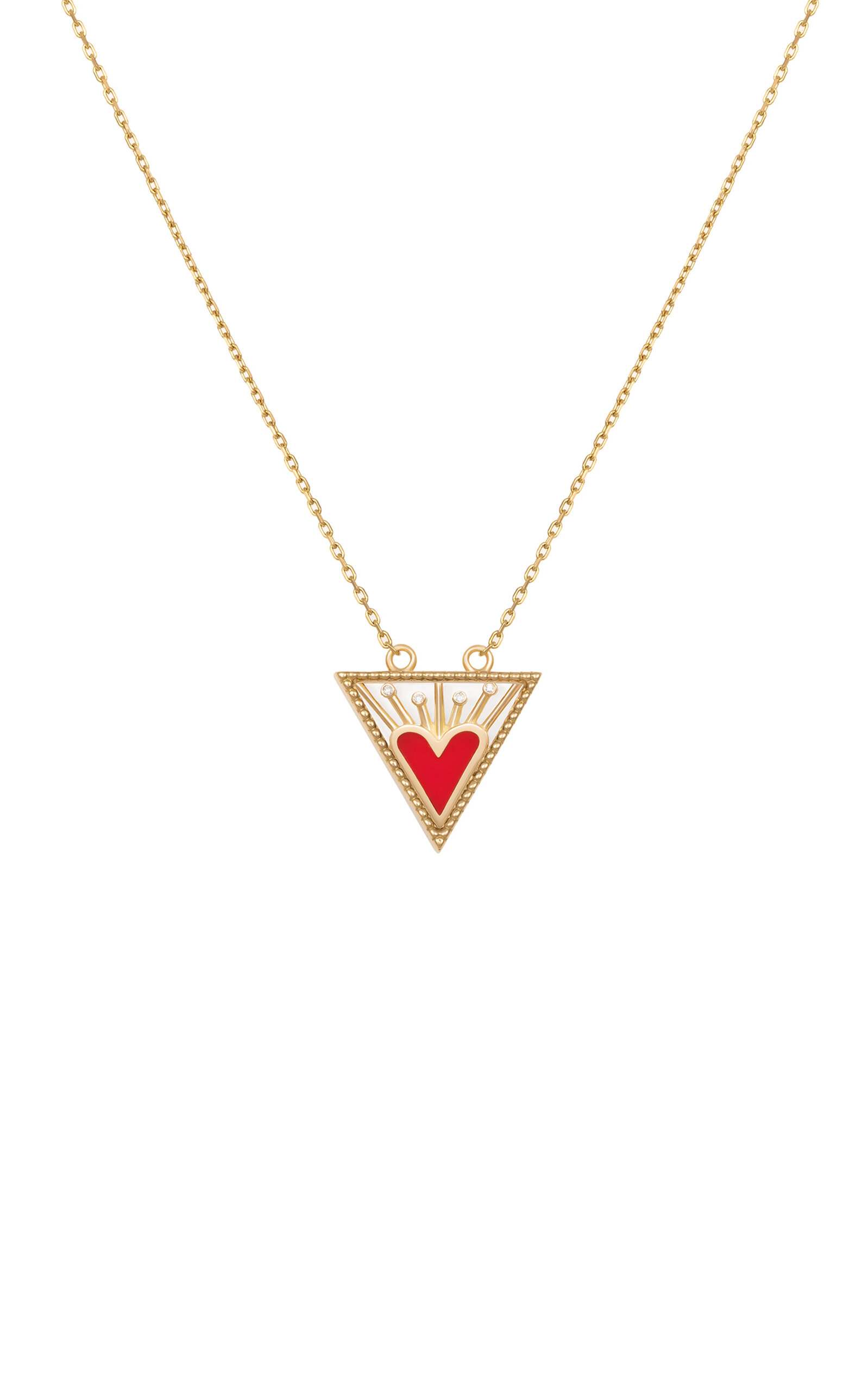 L'atelier Nawbar Heart In Triangle 18k Yellow Gold Diamond Necklace In Gold