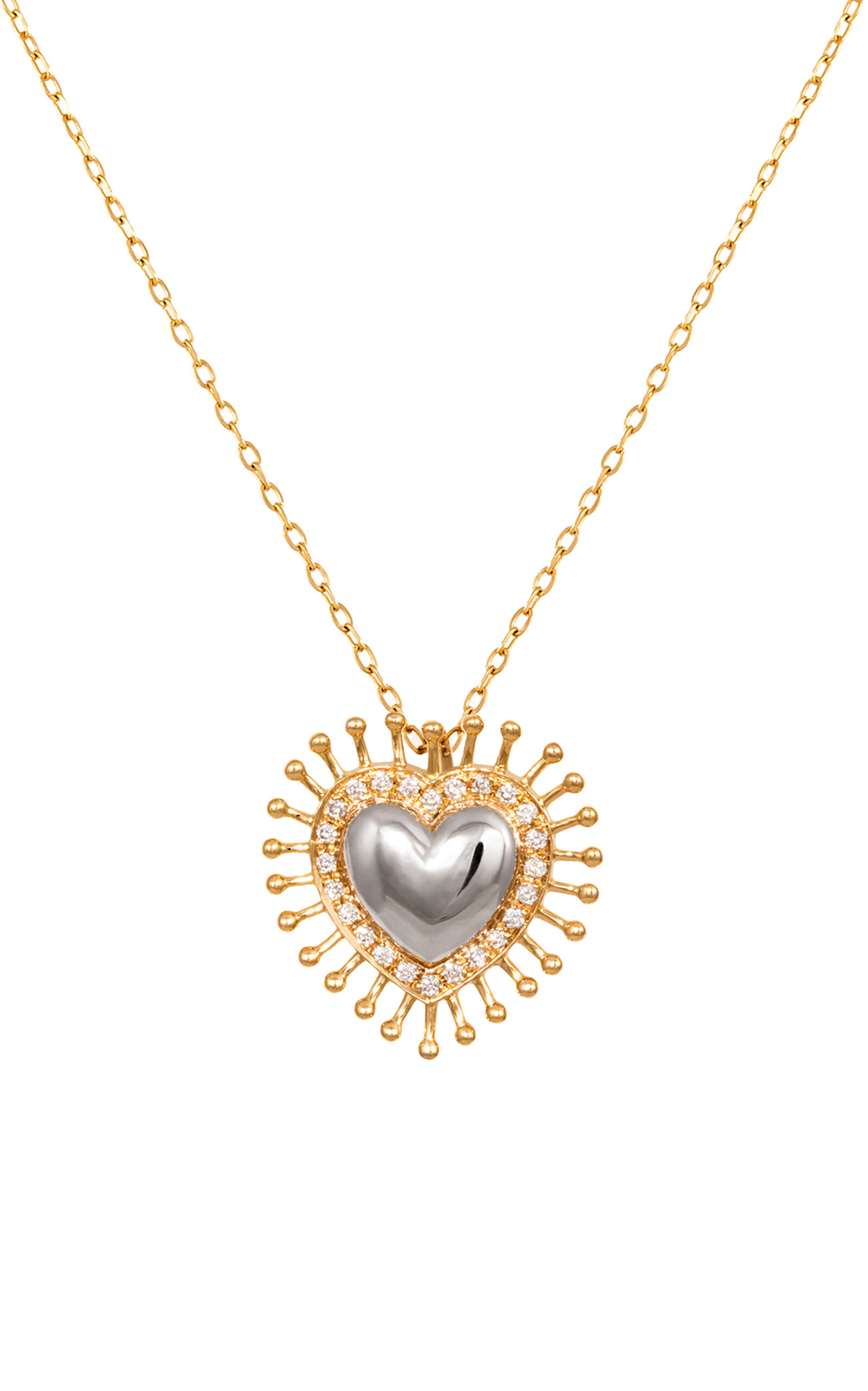 L'atelier Nawbar Full Gold All Hearts On Me 18k Yellow Gold Diamond Pendant In Gold