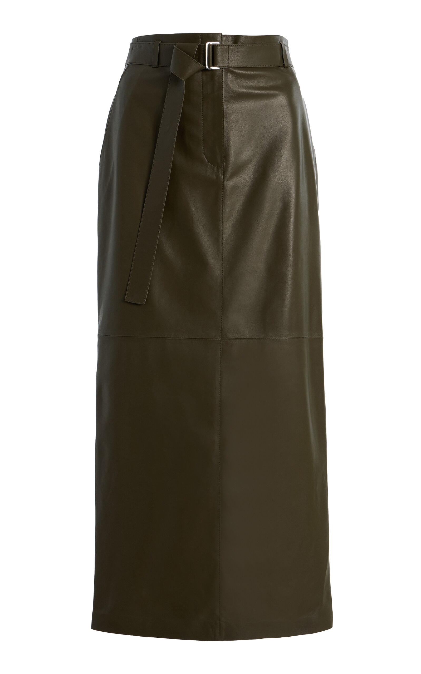 Lafayette 148 Belted Leather Midi Skirt
