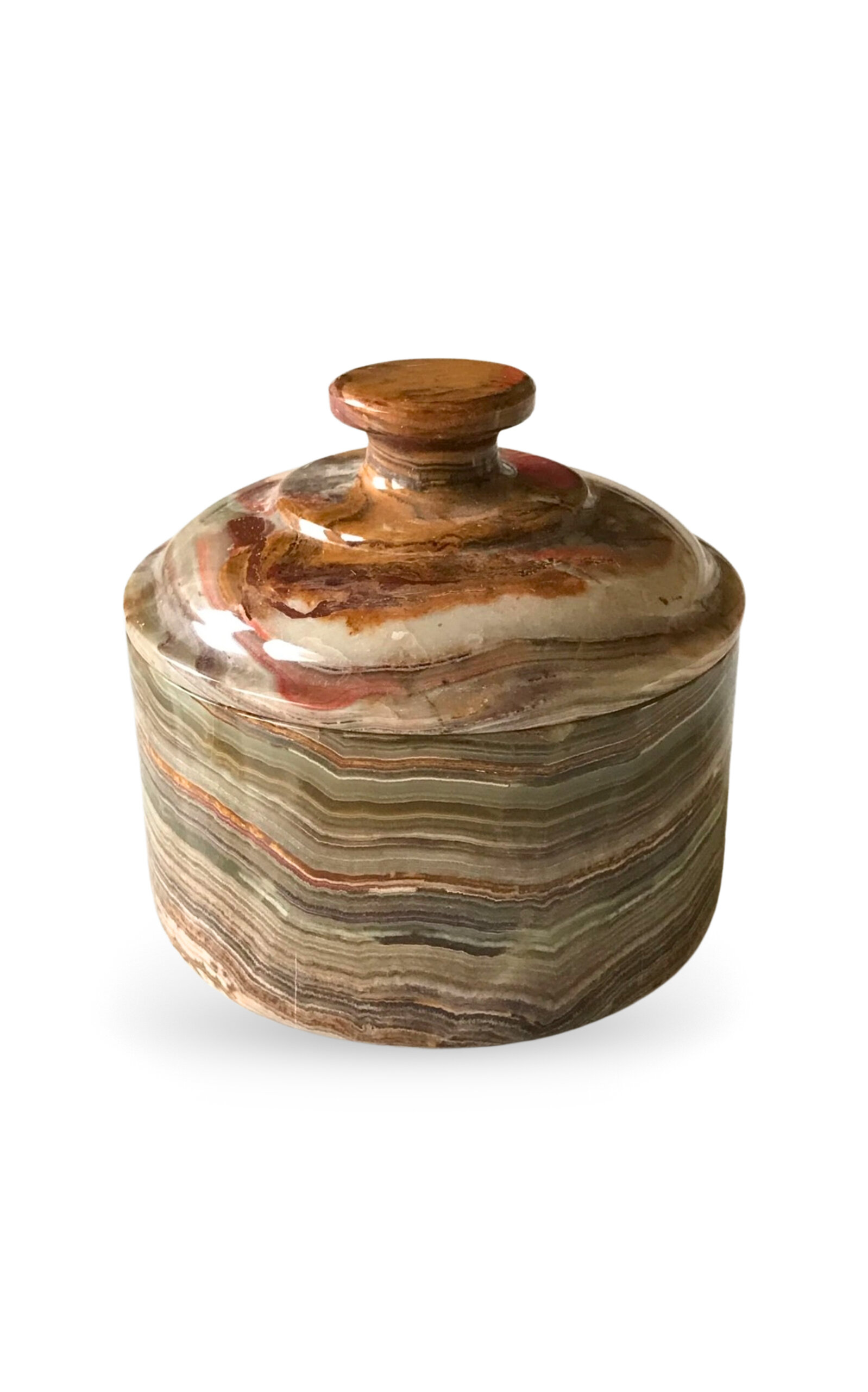 Jia Jia Brown Onyx Round Trinket Box - Green