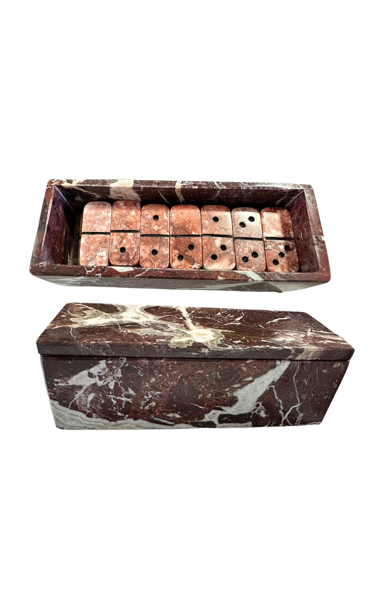 Jia Jia Burgandy Onyx Domino Set - Brown