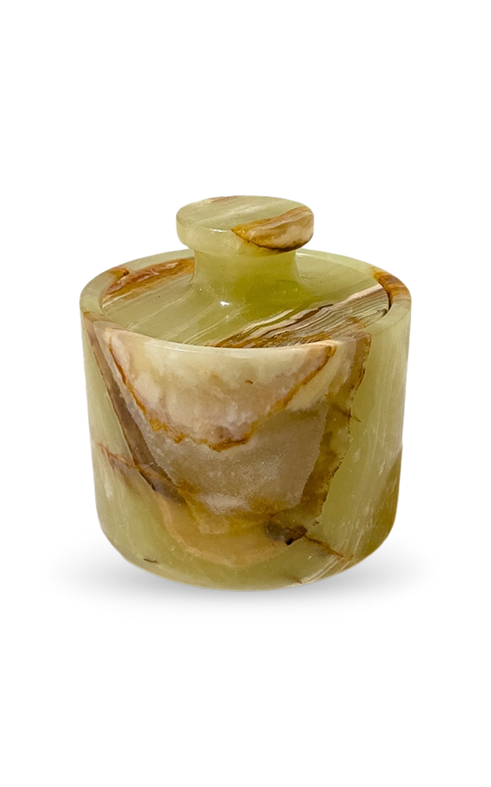 Jia Jia Green Onyx Round Trinket Box - Green