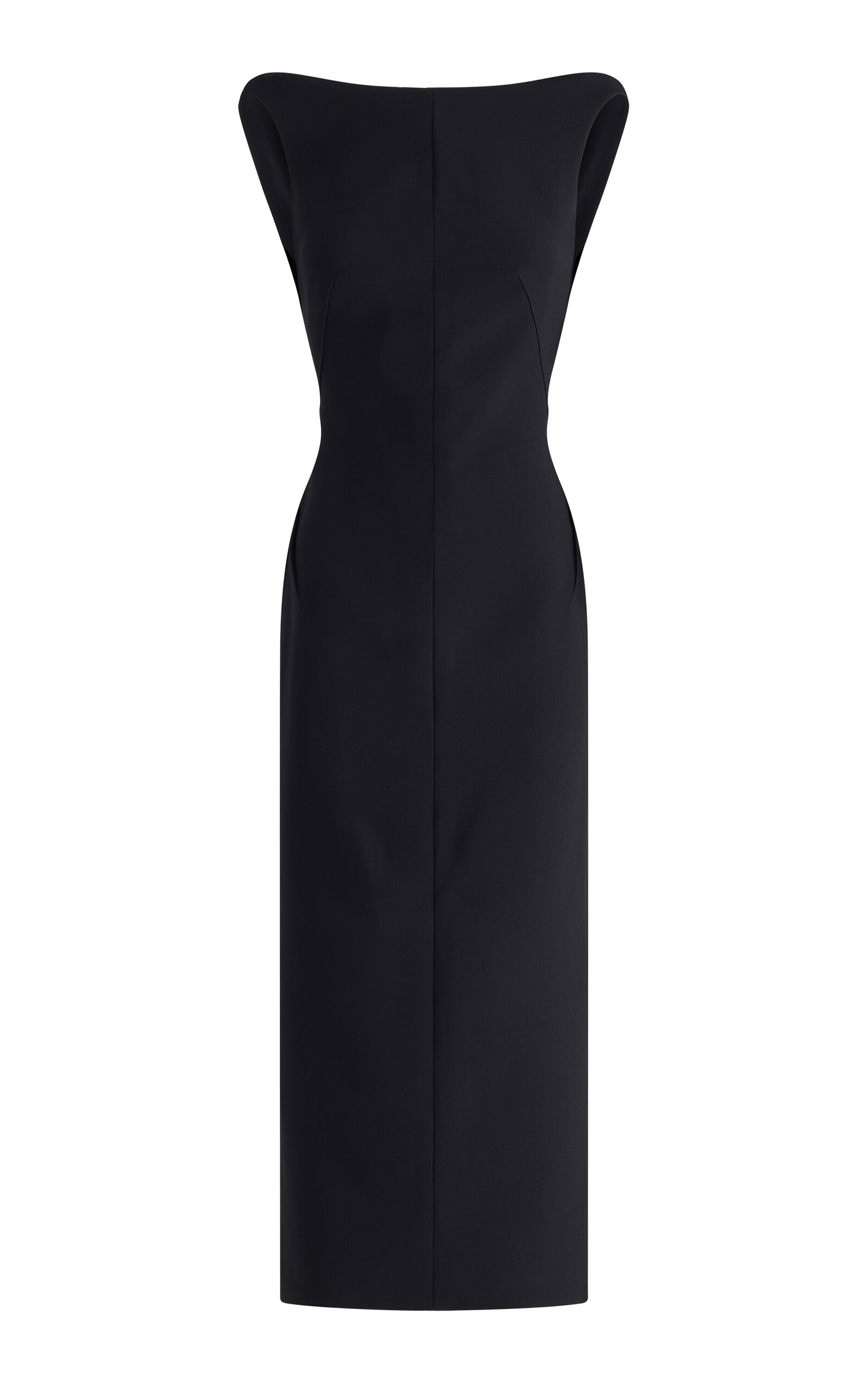 Maticevski Fervor Linen-silk Blend Midi Dress In Black